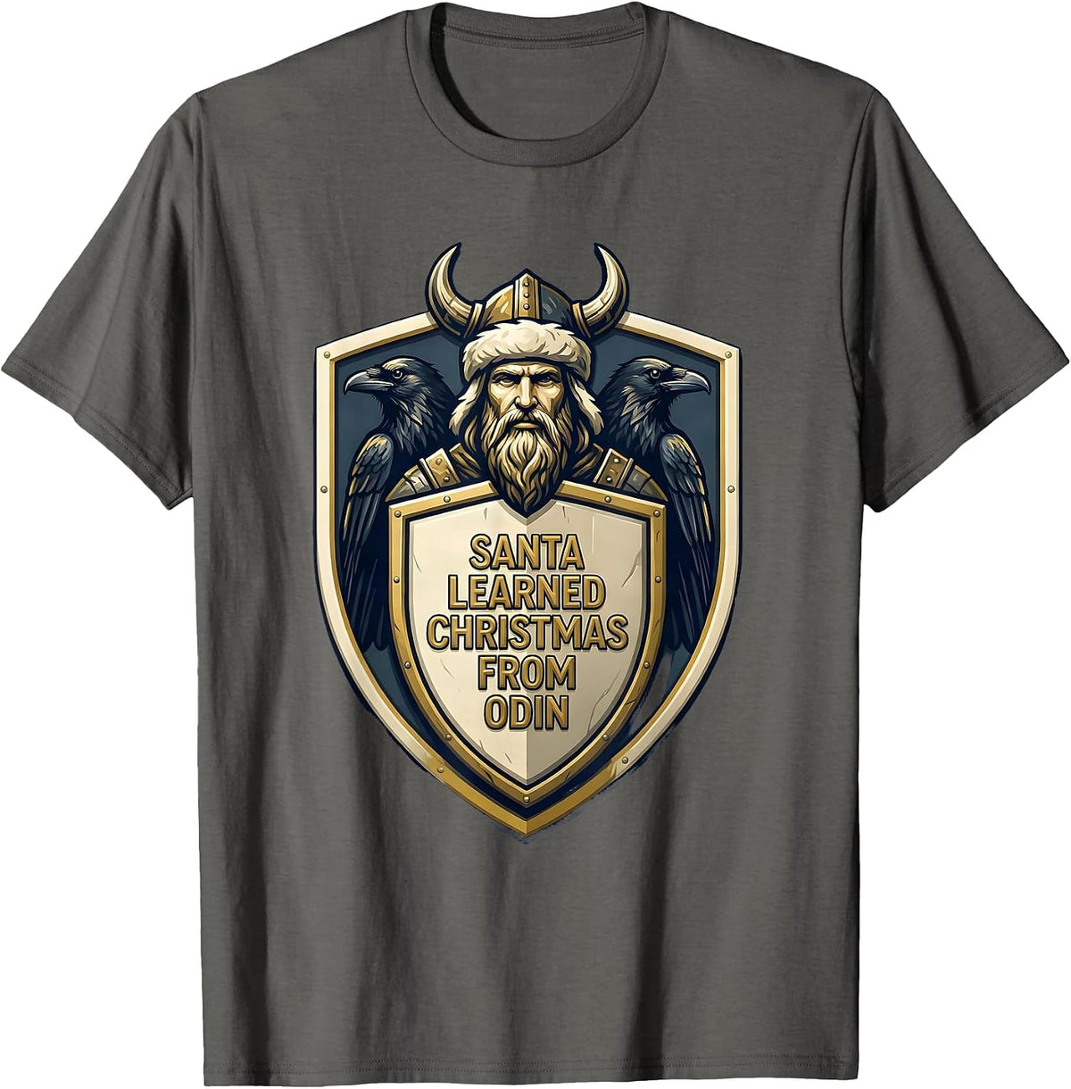 Santa Learned Christmas From Odin Viking Norse Holiday T-Shirt - Asphalt Grey