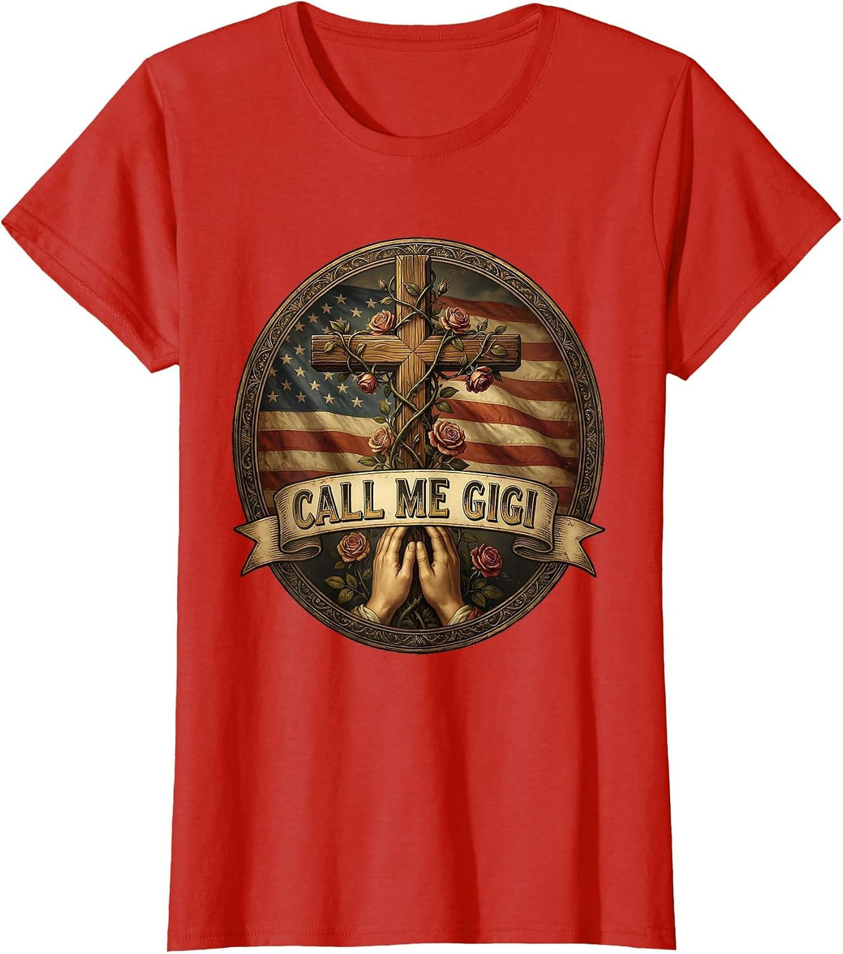 Women's Call Me Gigi Grandma Name Design T-Shirt - Red