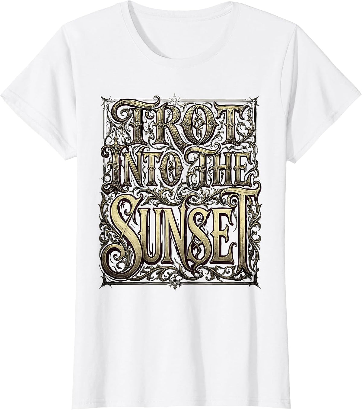 Trot Into the Sunset Equestrian Design T-Shirt - White