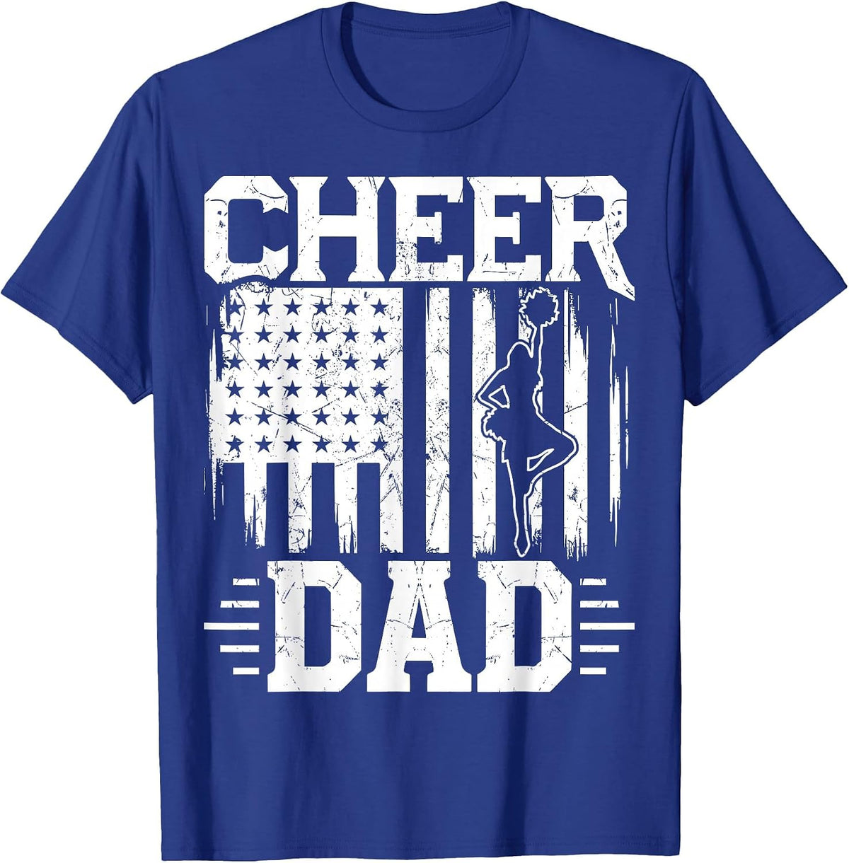 Cheer Dad - Cheerleading Dad USA Flag July 4th Cheerleader T-Shirt - Royal Blue