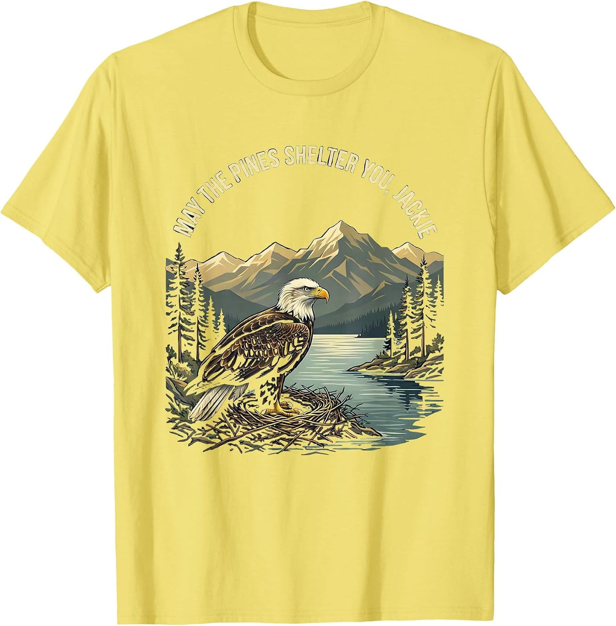 Men's May The Pines Shelter You Jackie Vintage Eagle Memorial T-Shirt - Lemon Yellow