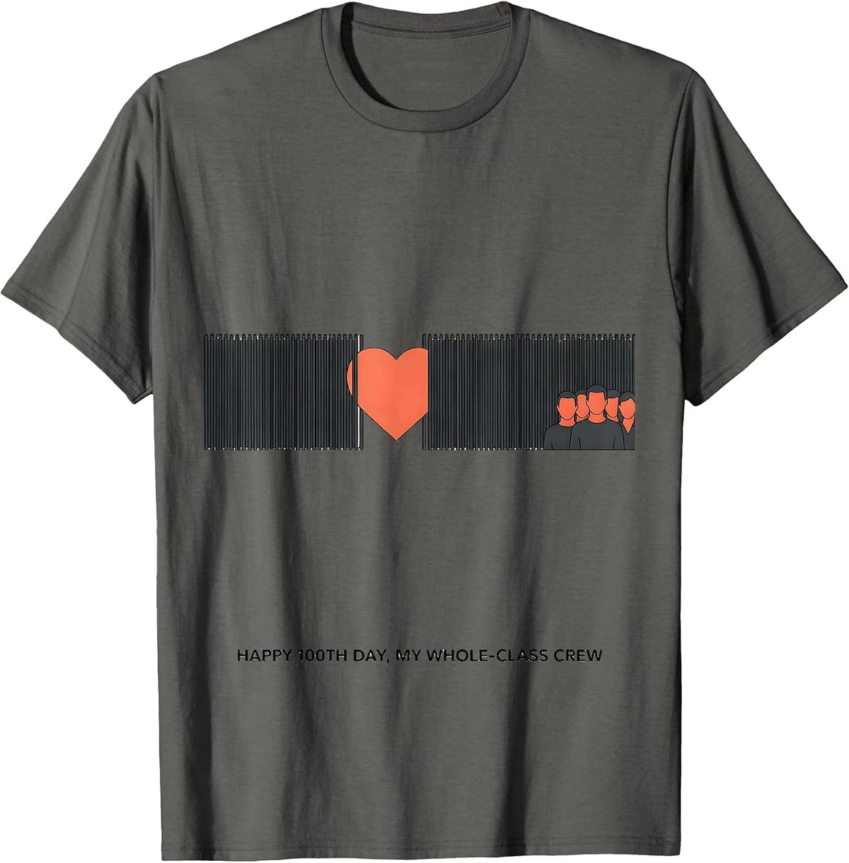 Men's Happy 100th Day My Whole-Class Crew Teacher Valentine T-Shirt - Asphalt Grey