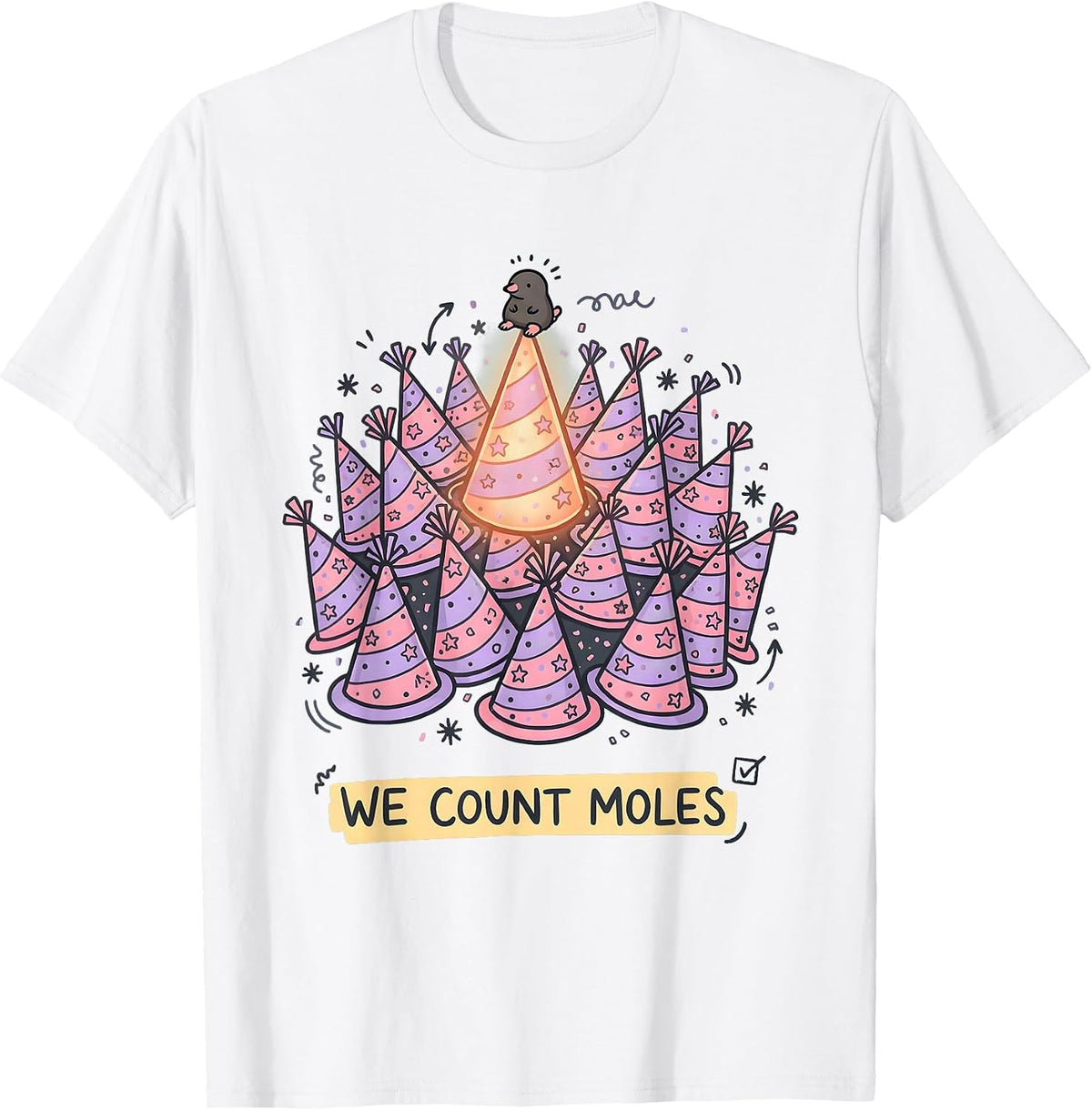 Men's We Count Moles Kawaii Doodle Chemistry Mole Day T-Shirt - White