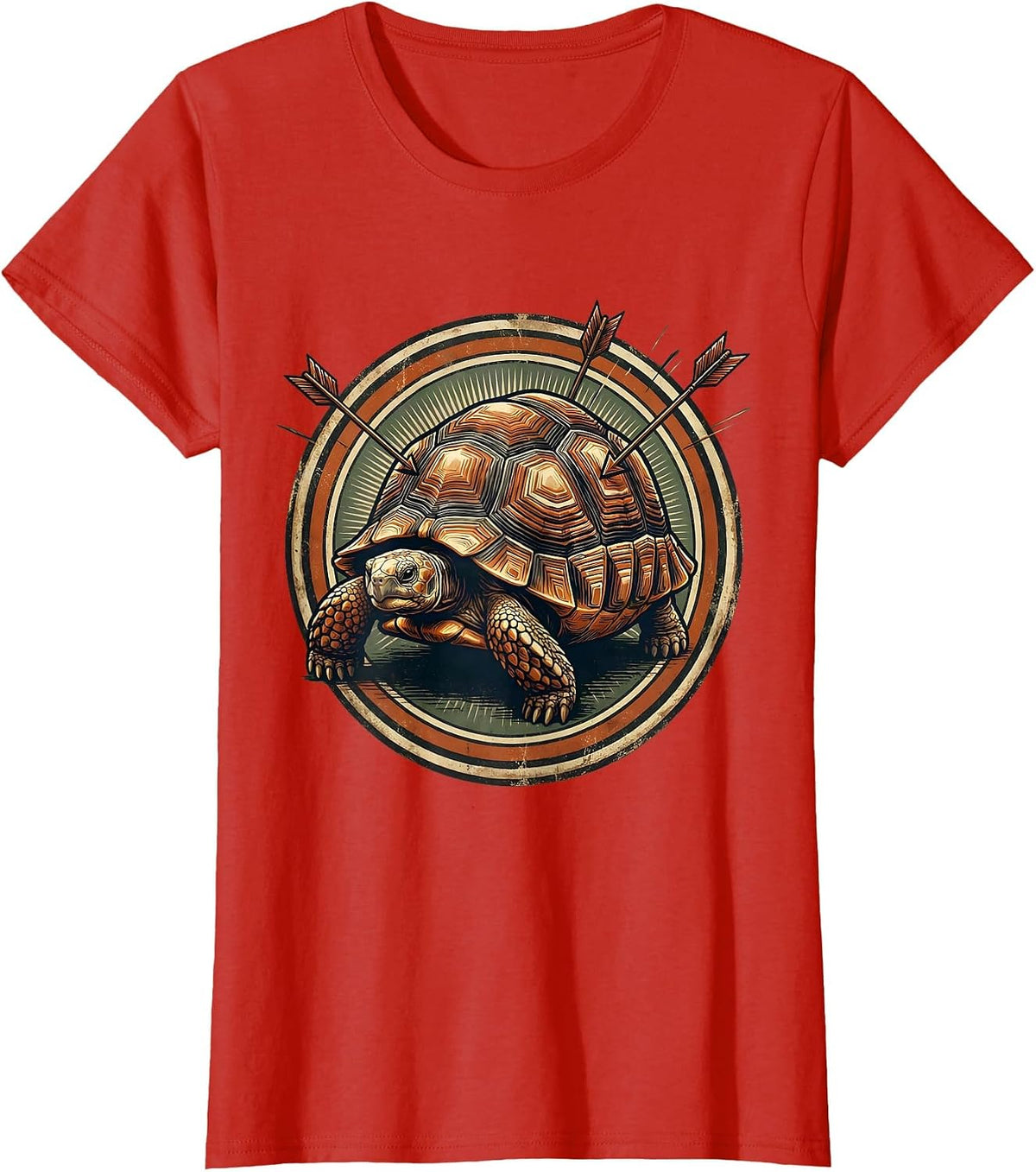 Tortoise Shell Armor Arrow Deflection Graphic T-Shirt - Red