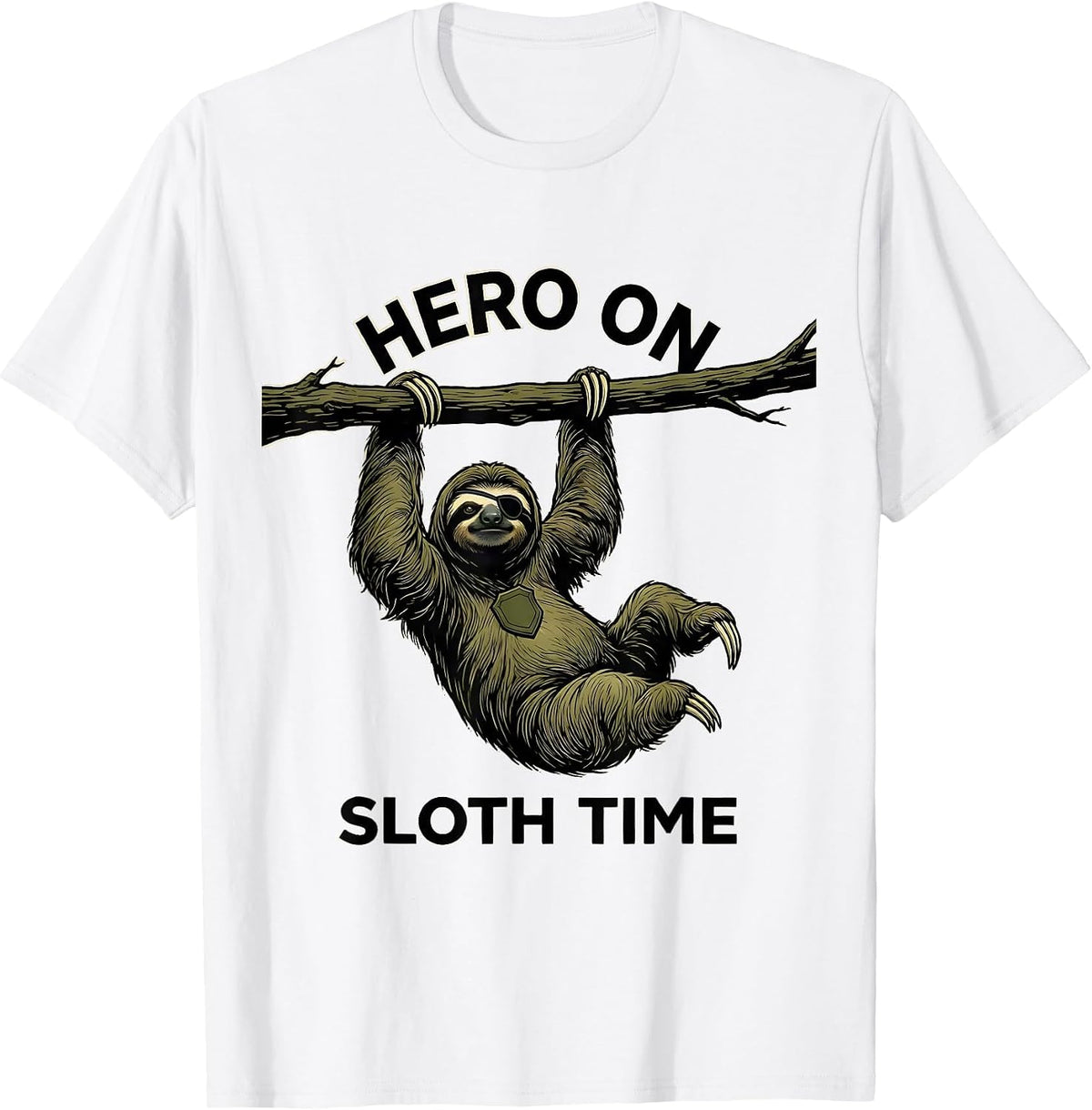 Men's Hero On Sloth Time Funny Sloth Lover Gift Casual Humor T-Shirt - White