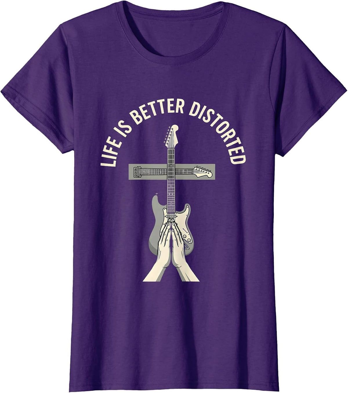 Women's Life Is Better Distorted Heavy Metal Design T-Shirt - Purple