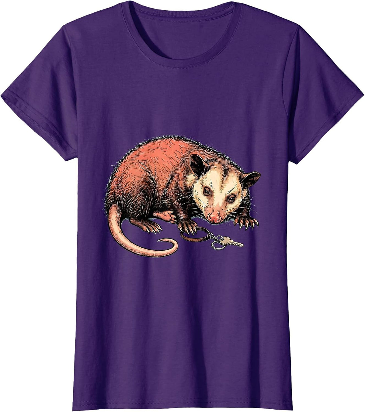 Women's Oversized Limp Opossum Funny Animal Meme Humor T-Shirt - Purple