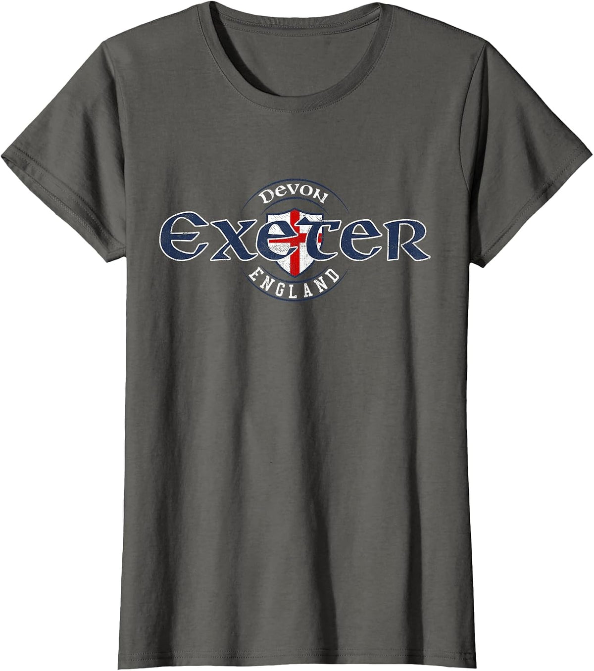 Exeter Devon England English Flag T-Shirt - Asphalt Grey