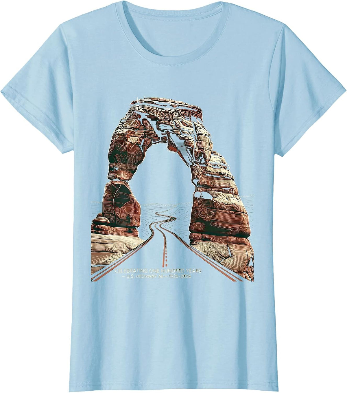 Women's Celebrating One Hundred Years — U.S. Highway 66 — 1926-2026 T-Shirt - Baby Blue
