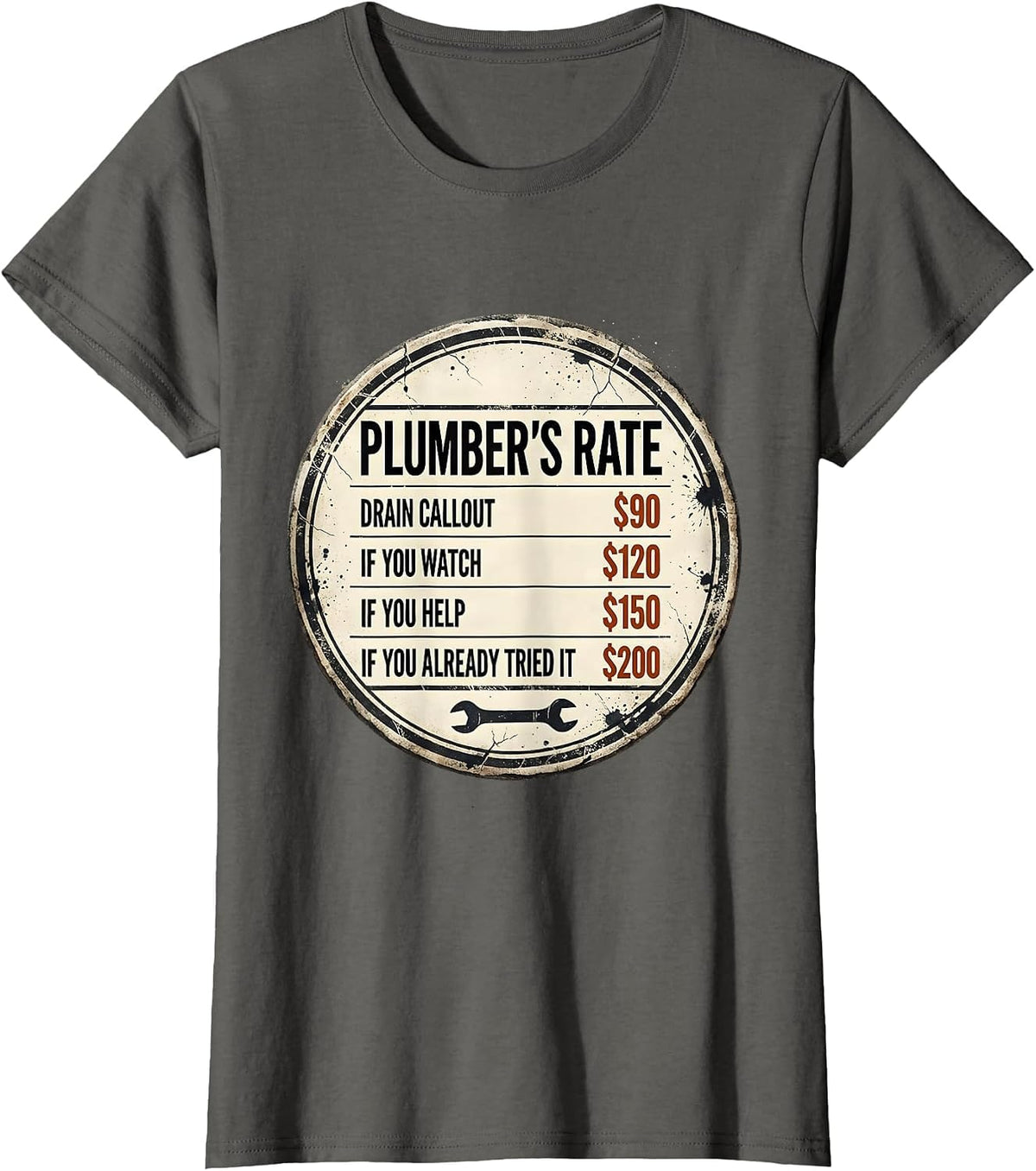Women's Plumber's Rate Funny Plumbing Trade Humor T-Shirt - Asphalt Grey