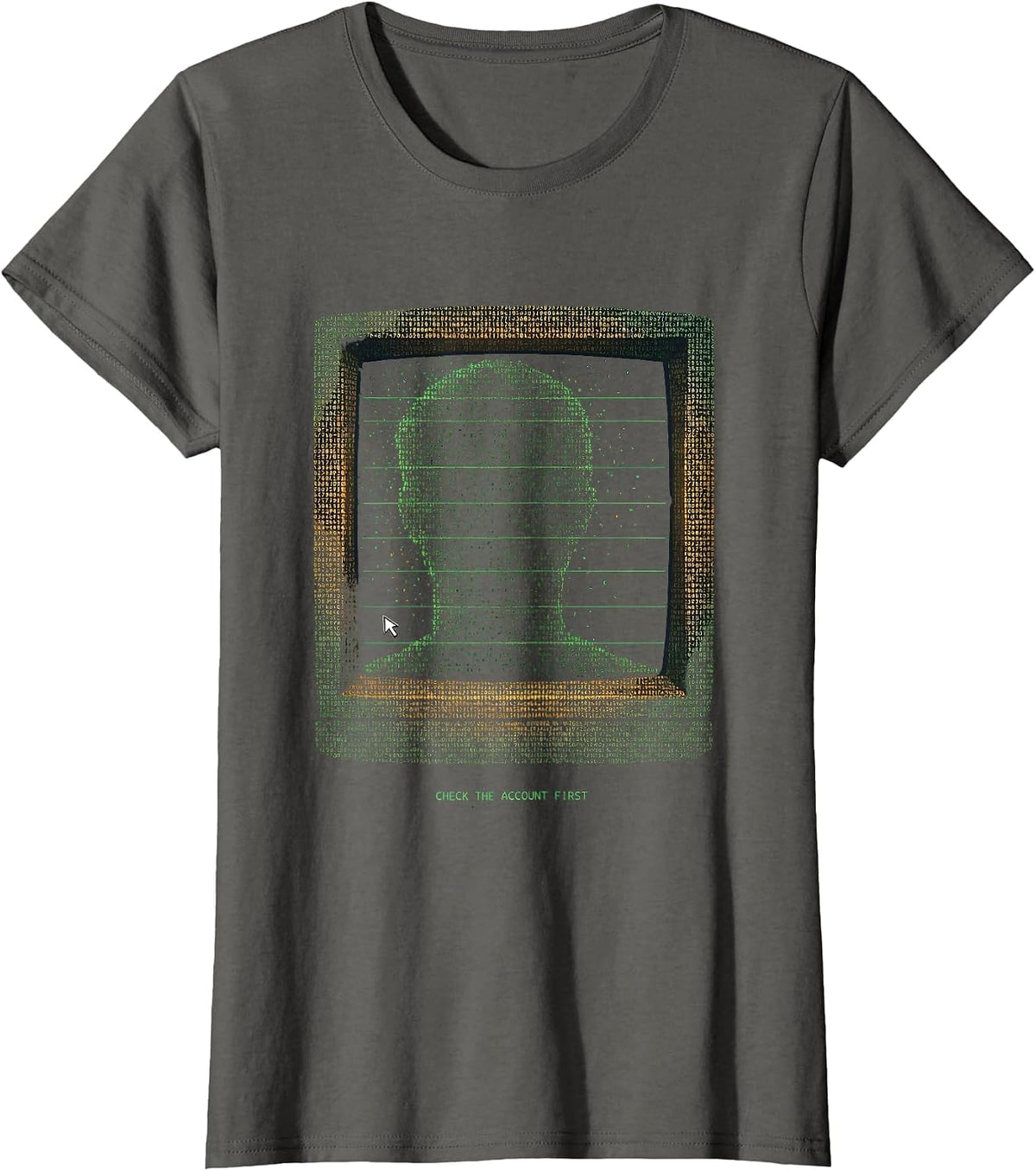 Check The Account First Funny IT Support Programmer Tech T-Shirt, Women, Asphalt Grey, X-Small - As Pictured