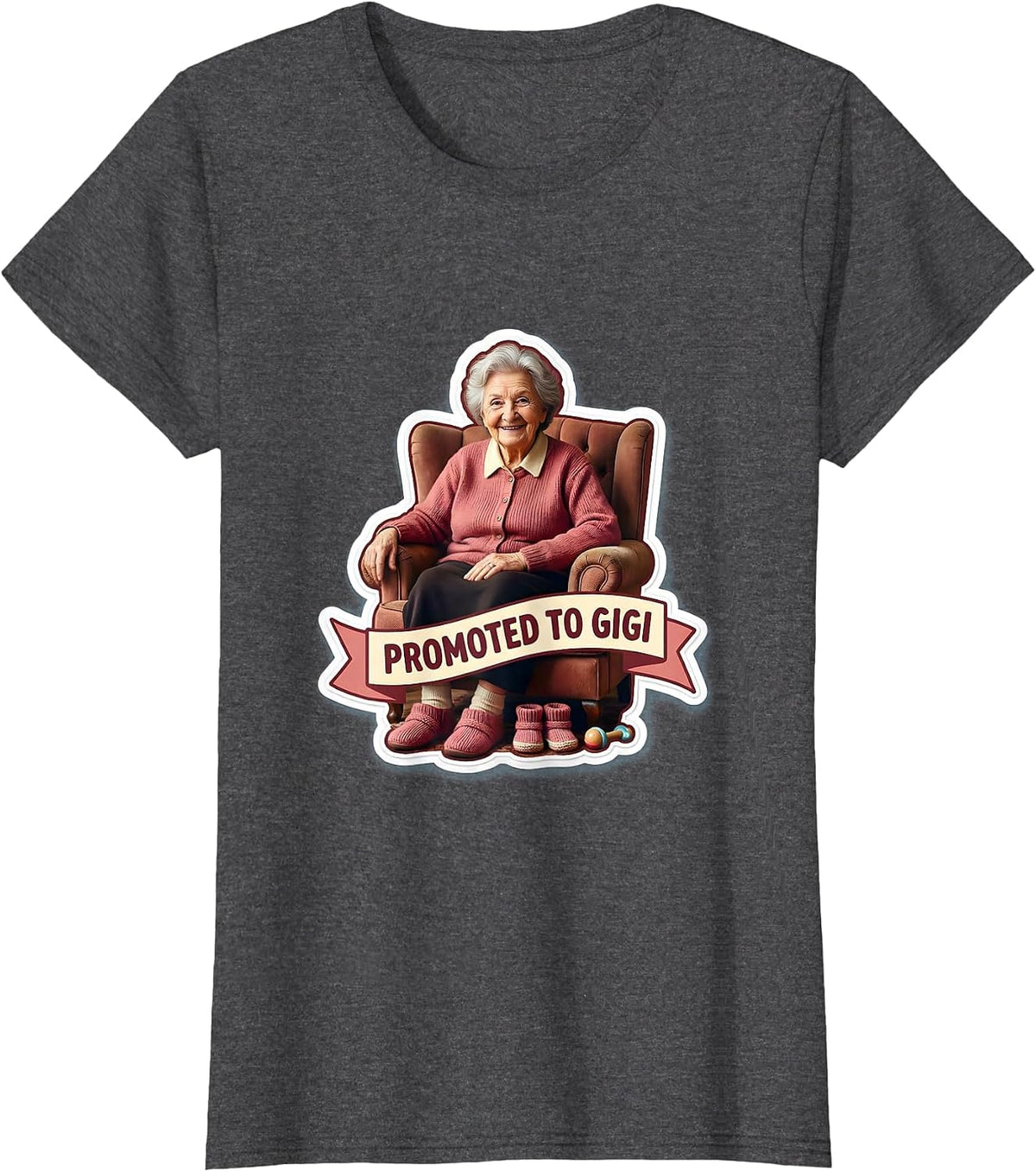 Women's Promoted to Gigi Grandma Announcement Design T-Shirt - Dark Heather Grey