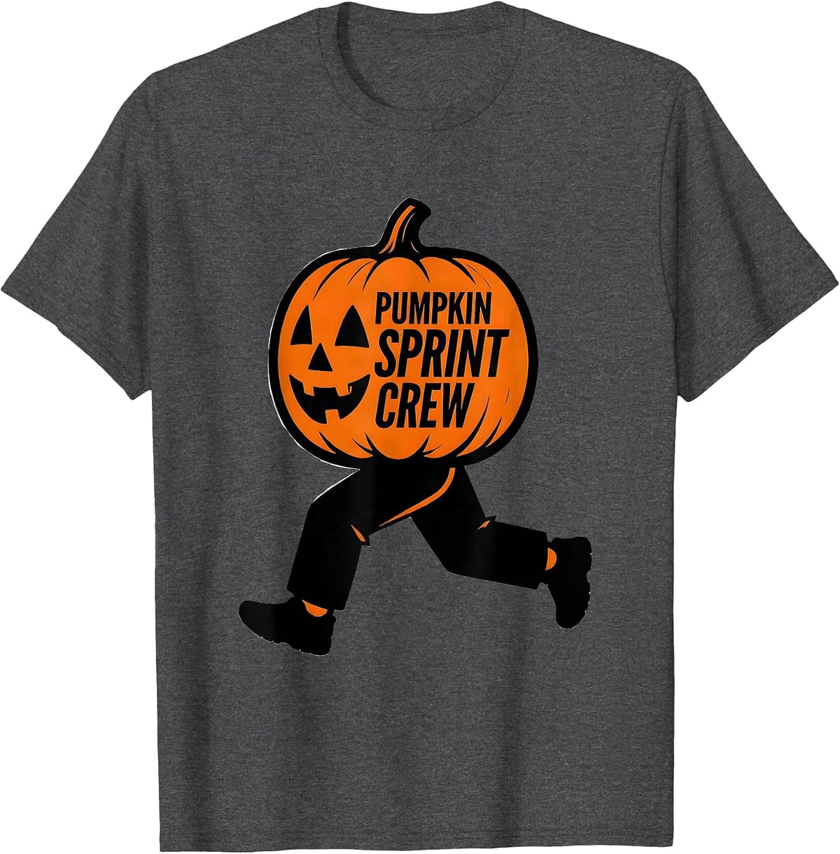 Pumpkin Sprint Crew Funny Runner Halloween Costume Marathon T-Shirt - Dark Heather Grey