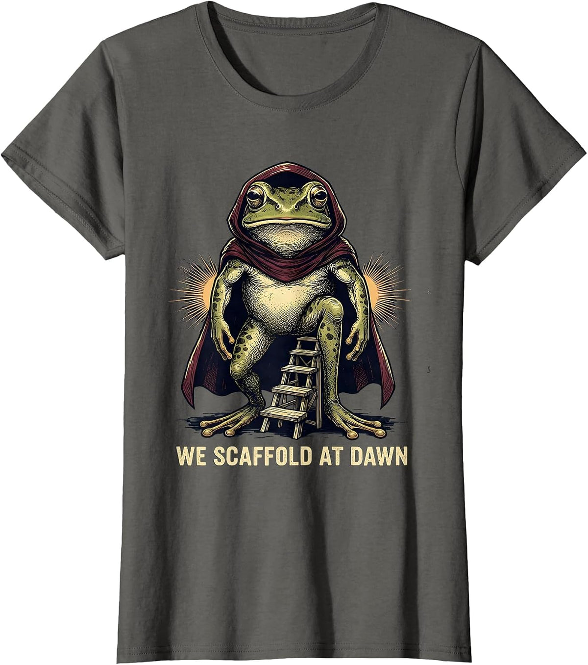 Women's We Scaffold At Dawn Funny Frog Teacher Back to School T-Shirt - Asphalt Grey