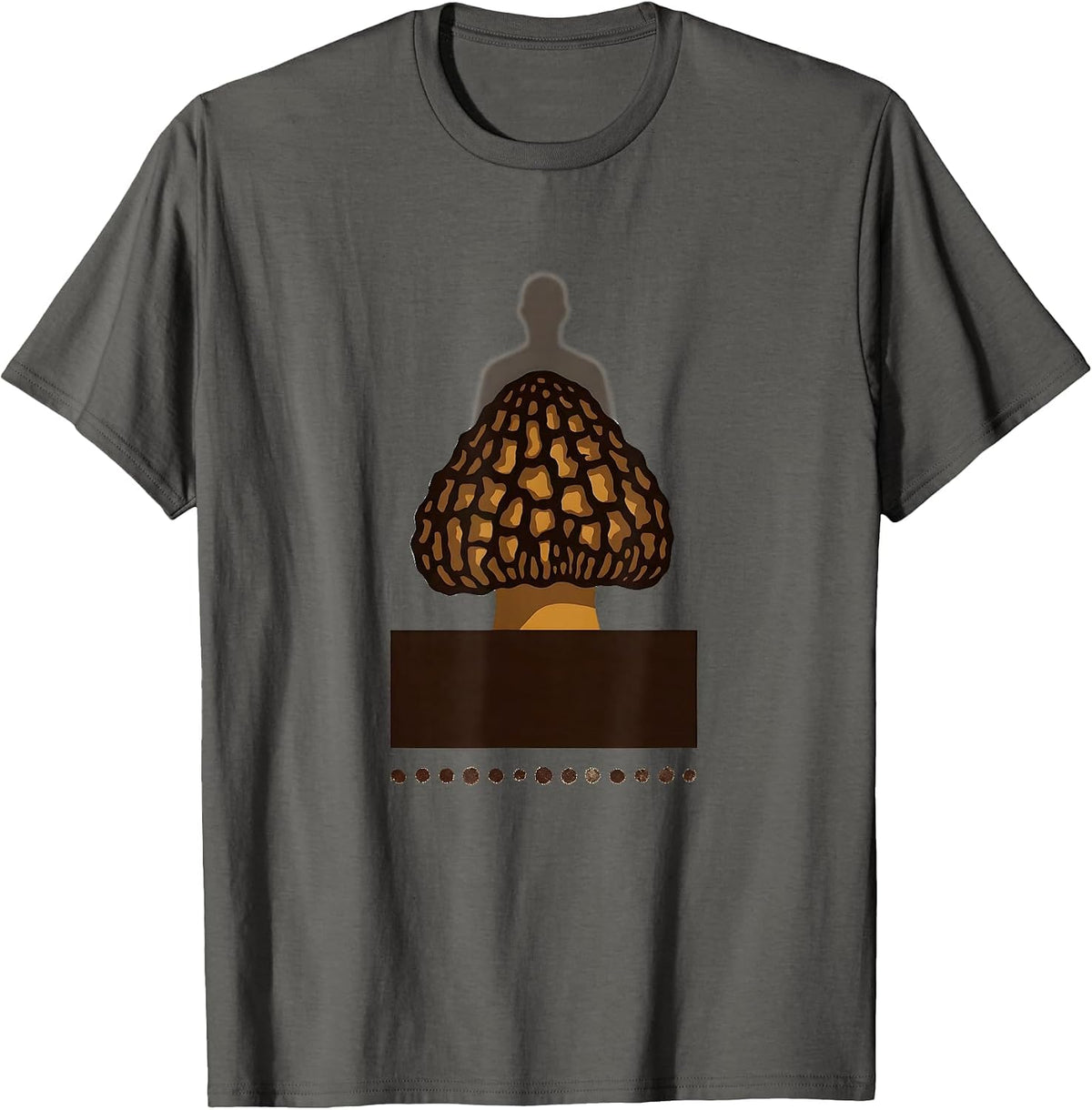 Morel Silhouette Minimalist Mushroom Forager Humor T-Shirt - Asphalt Grey