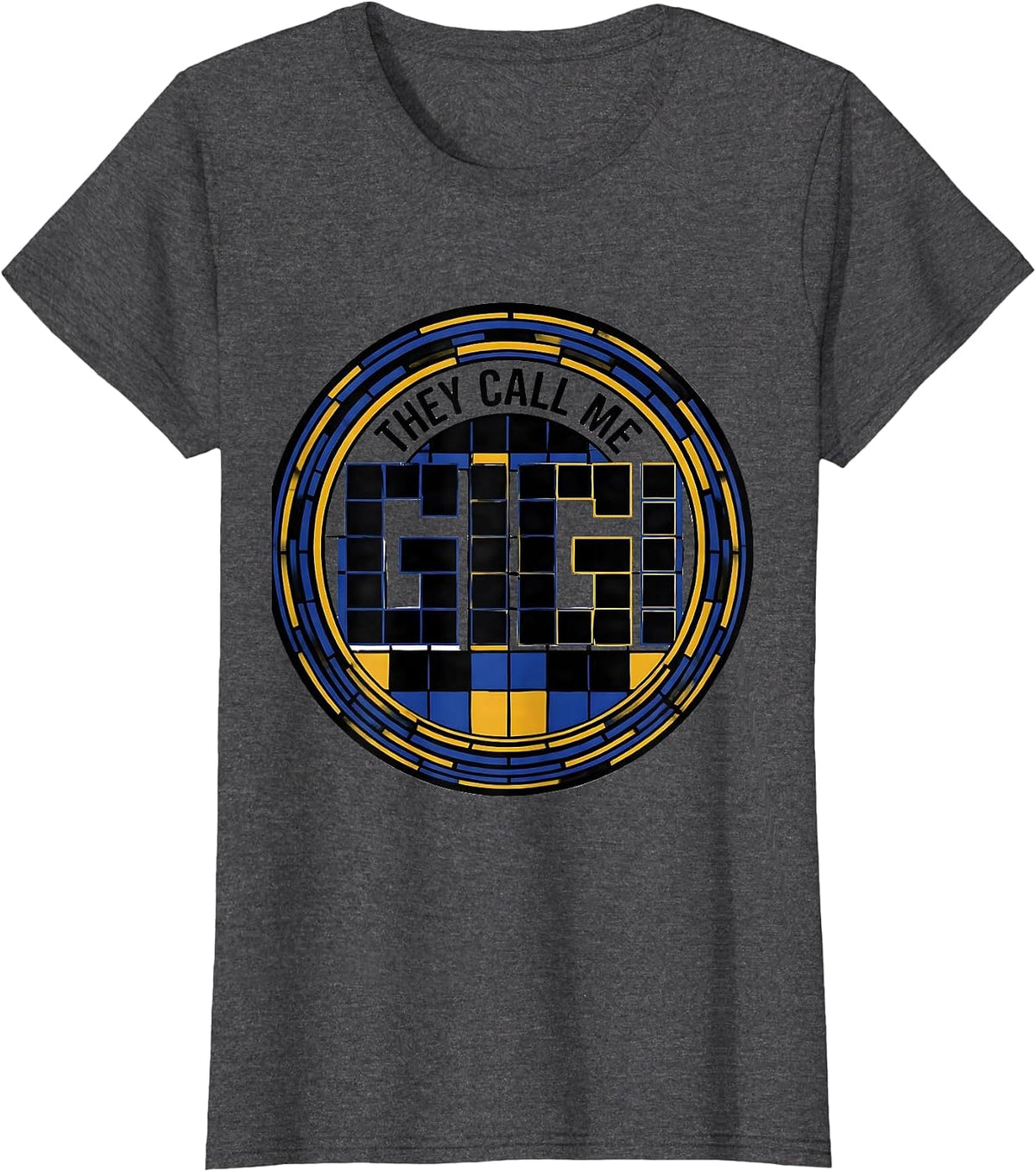 Women's They Call Me Gigi Geometric Grandma Nickname Grandparents T-Shirt - Dark Heather Grey