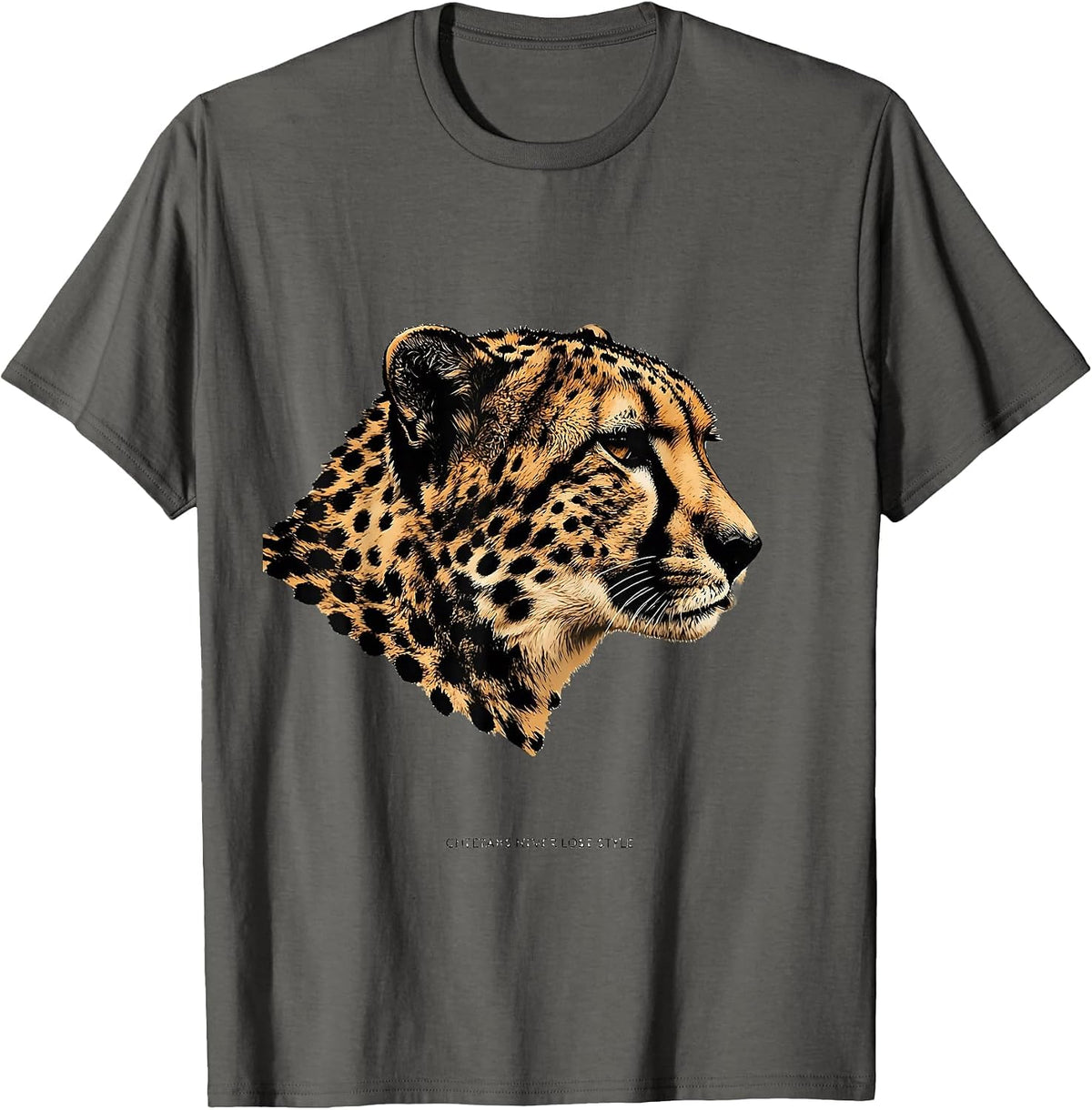 Cheetahs Never Lose Style Animal Print Design T-Shirt - Asphalt Grey