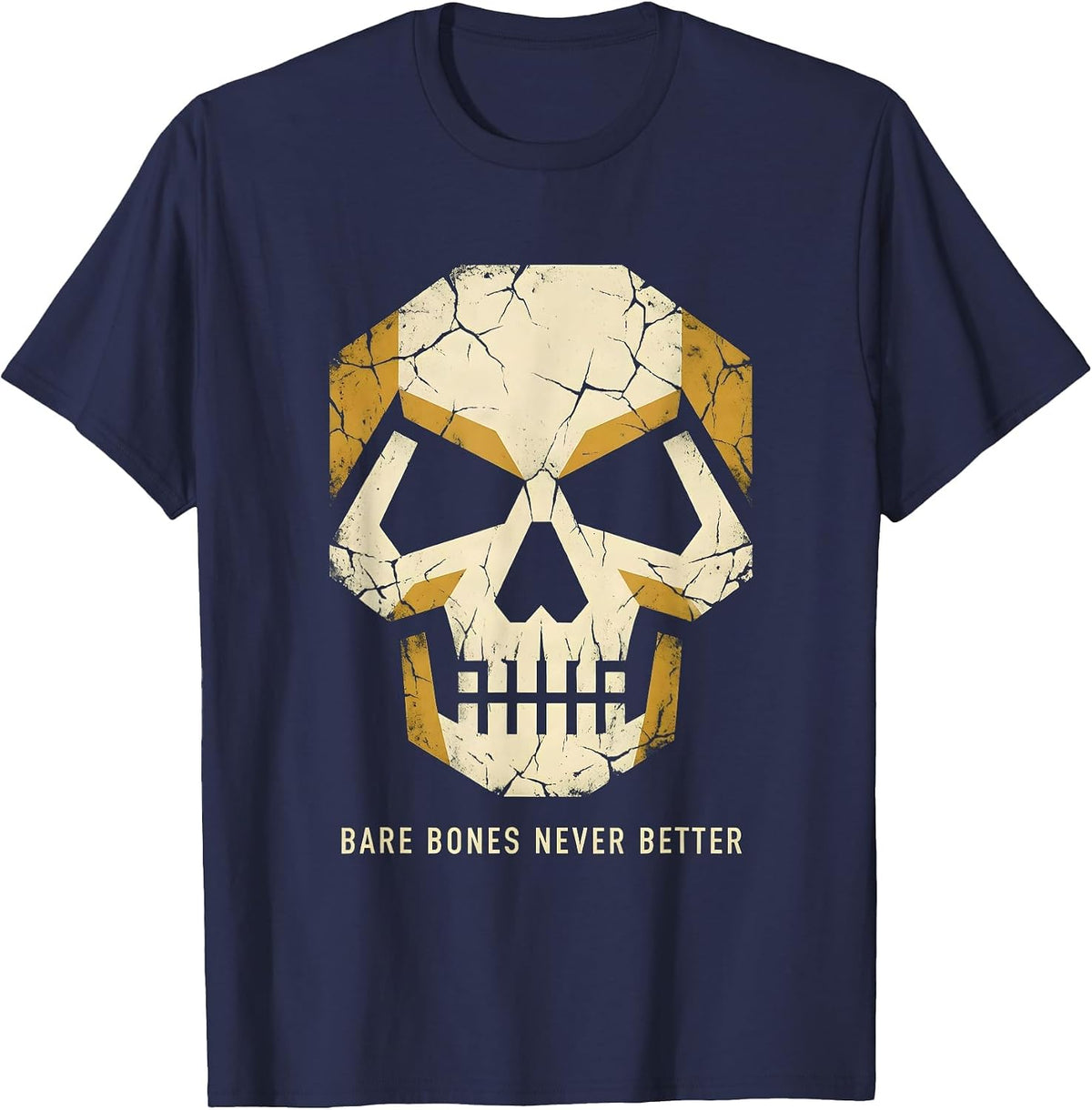 Men's Bare Bones Never Better Skeleton Graphic Design T-Shirt - Navy Blue
