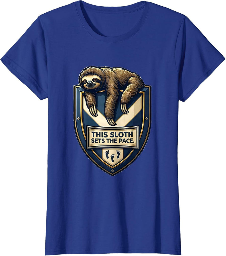 This Sloth Sets The Pace Funny Sloth Lover Humor Gift T-Shirt, Women, Royal Blue, 3X-Large - As Pictured