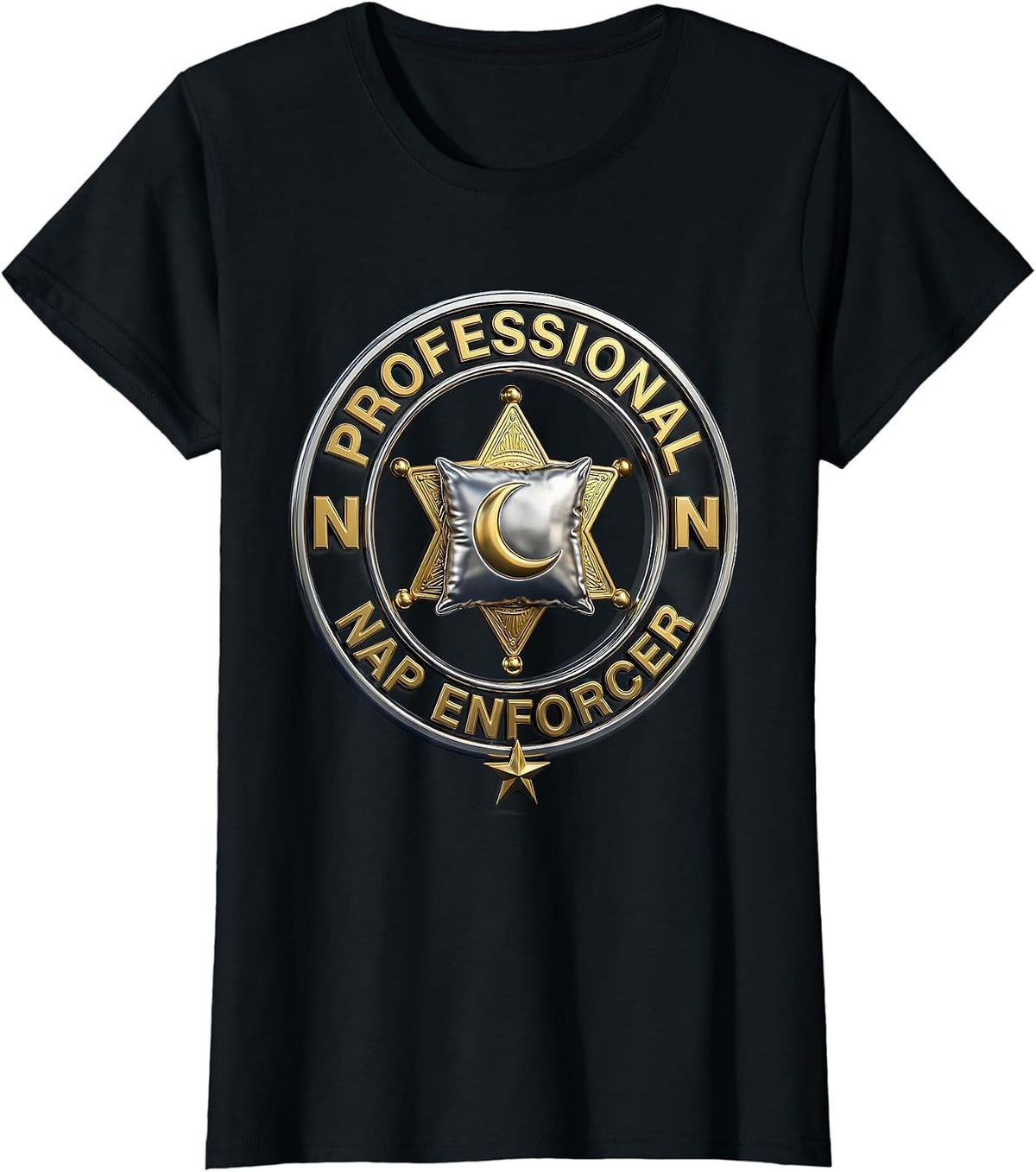 Professional Nap Enforcer Daycare Teacher Design T-Shirt - Black