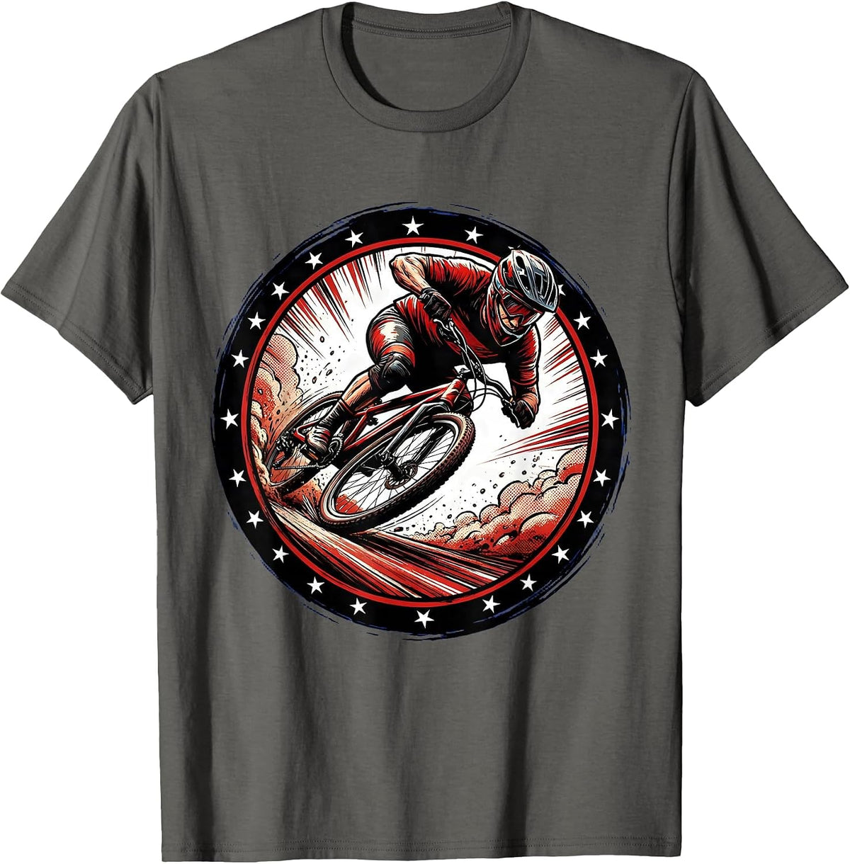 Men's Downhill Cyclist Racing Full Lean Graphic T-Shirt - Asphalt Grey