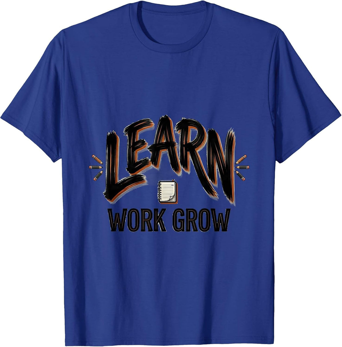 Men's Learn Work Grow Motivational Growth Mindset Teacher T-Shirt - Royal Blue