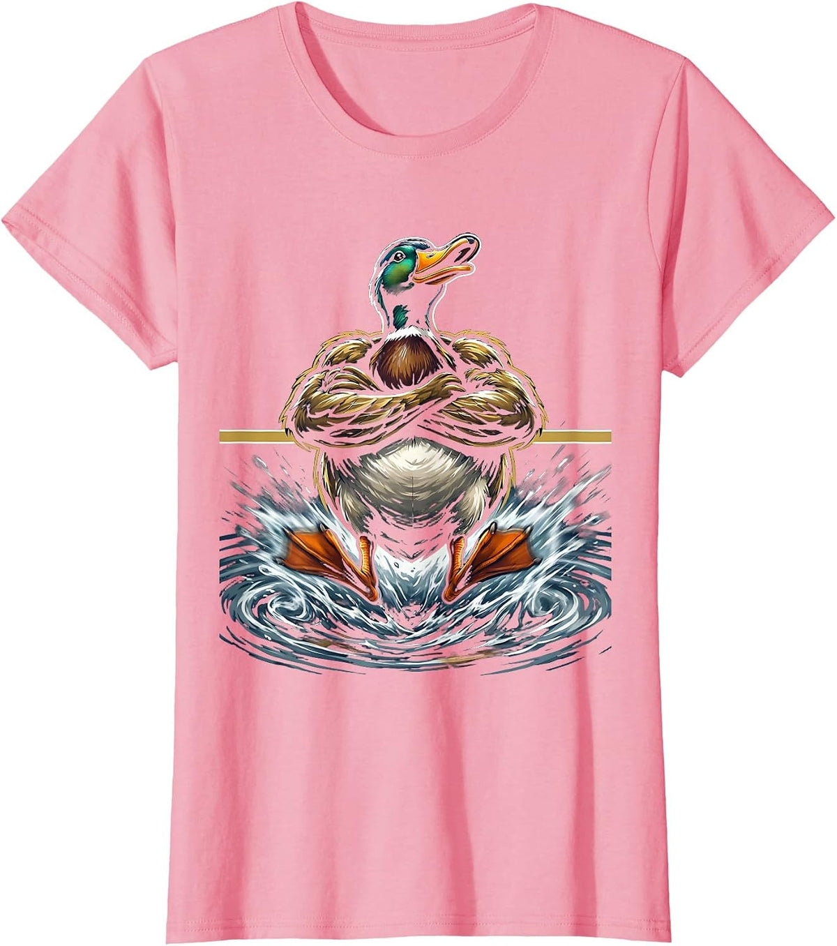 Women's Chaos Coordinator Duck Calm Paddling Graphic Tee T-Shirt - Pink