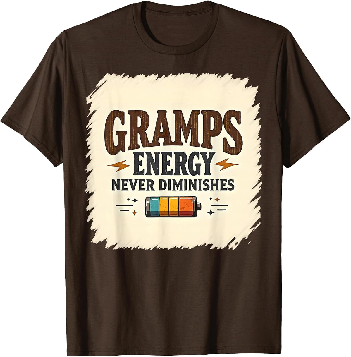 Gramps Energy Never Diminishes Grandpa Design T-Shirt - Brown