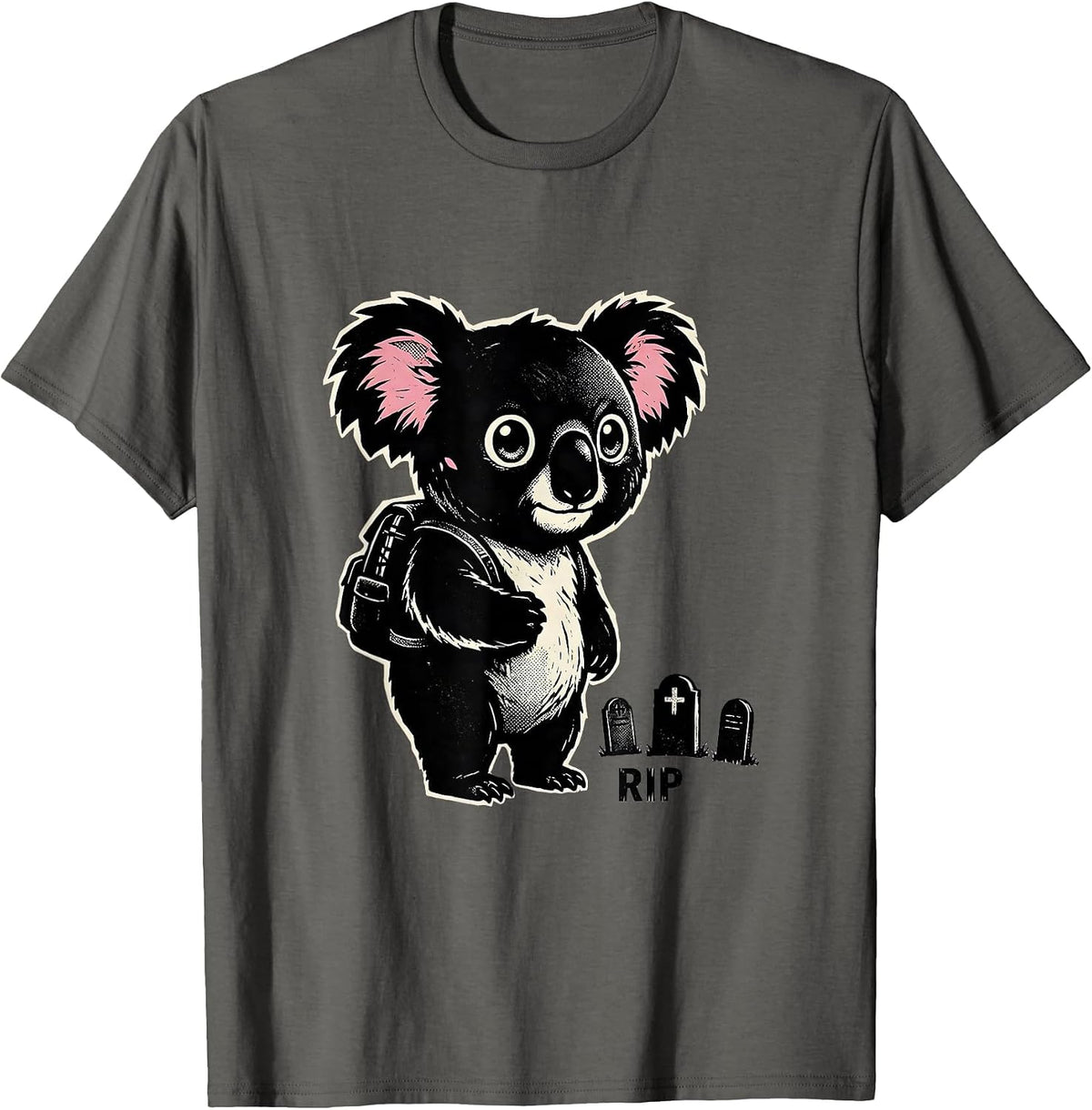 RIP Chibi Koala Anime Pastel Goth Kawaii Horror T-Shirt - Asphalt Grey