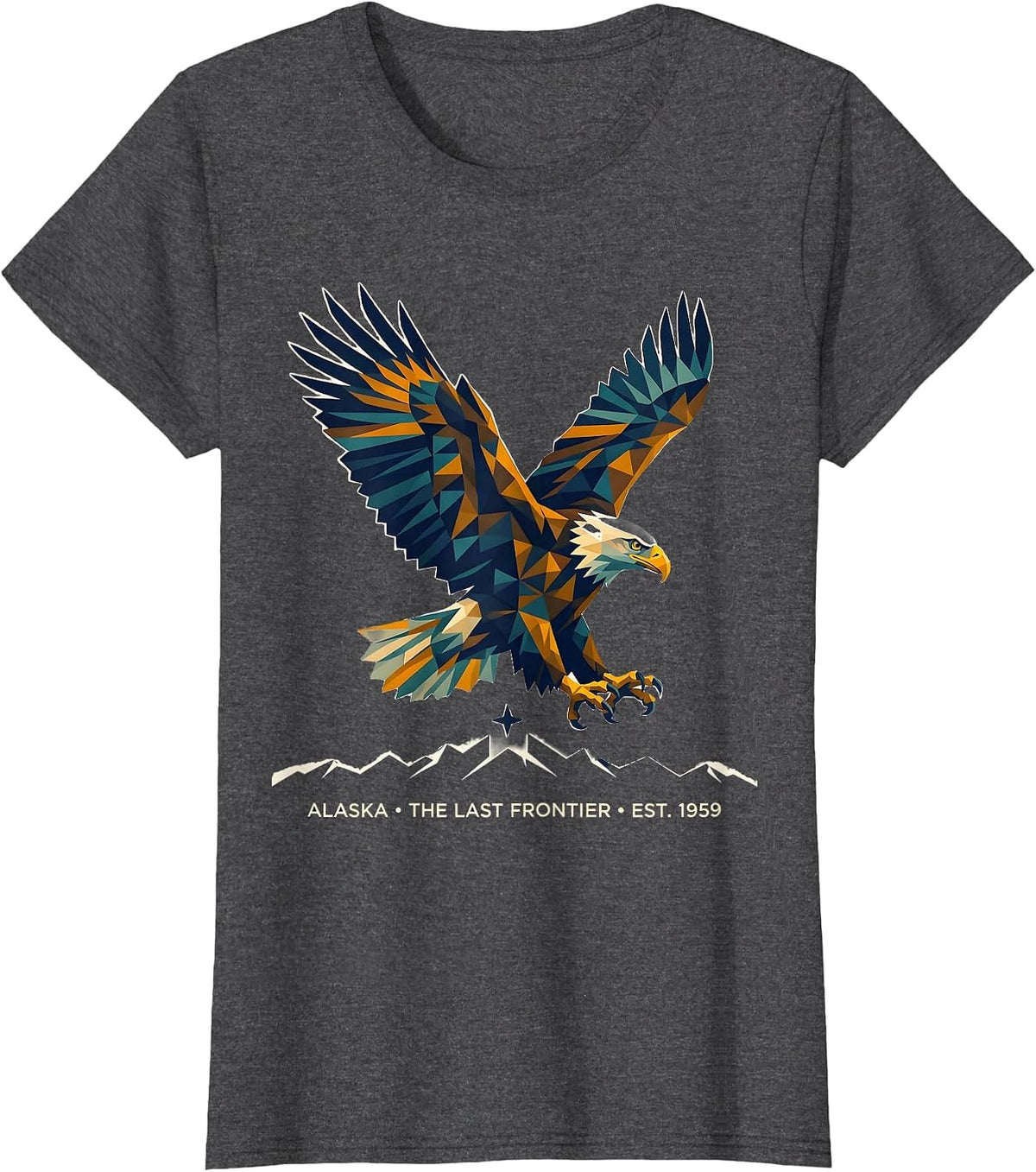 Women's Alaska The Last Frontier Est. 1959 Geometric Eagle Souvenir T-Shirt - Dark Heather Grey