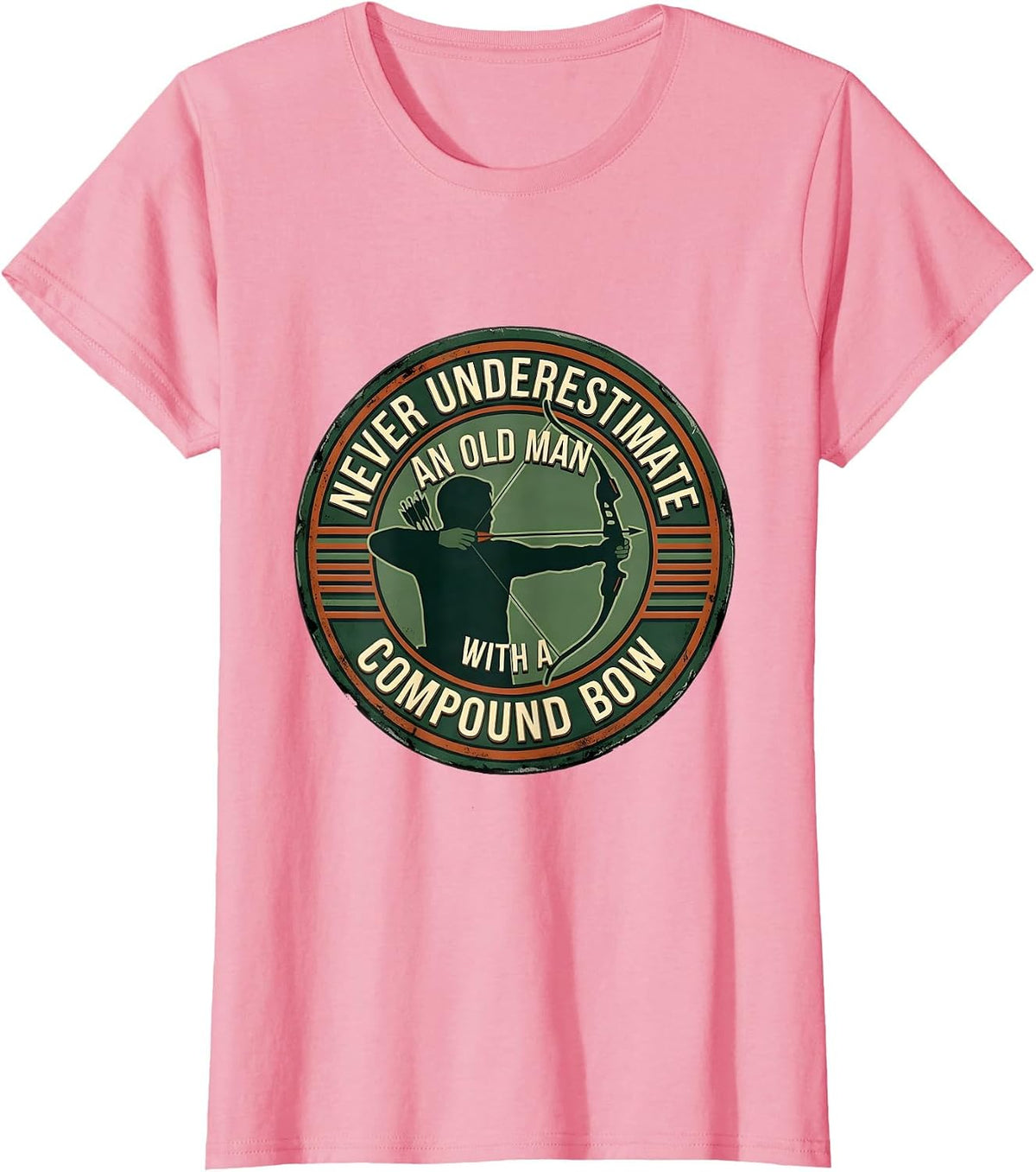 Women's Never Underestimate An Old Man With A Compound Bow Vintage T-Shirt - Pink