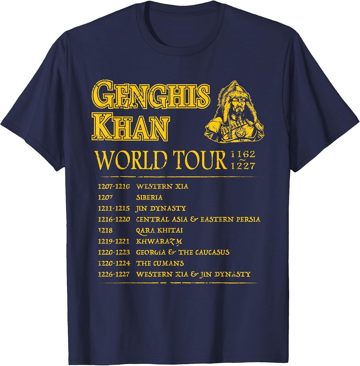World Tour: Genghis Khan - Historic Mongolian Empire T-Shirt - Navy Blue