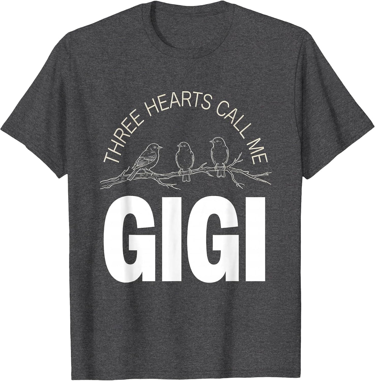 Three Hearts Call Me Gigi Grandma Gift T-Shirt - Dark Heather Grey