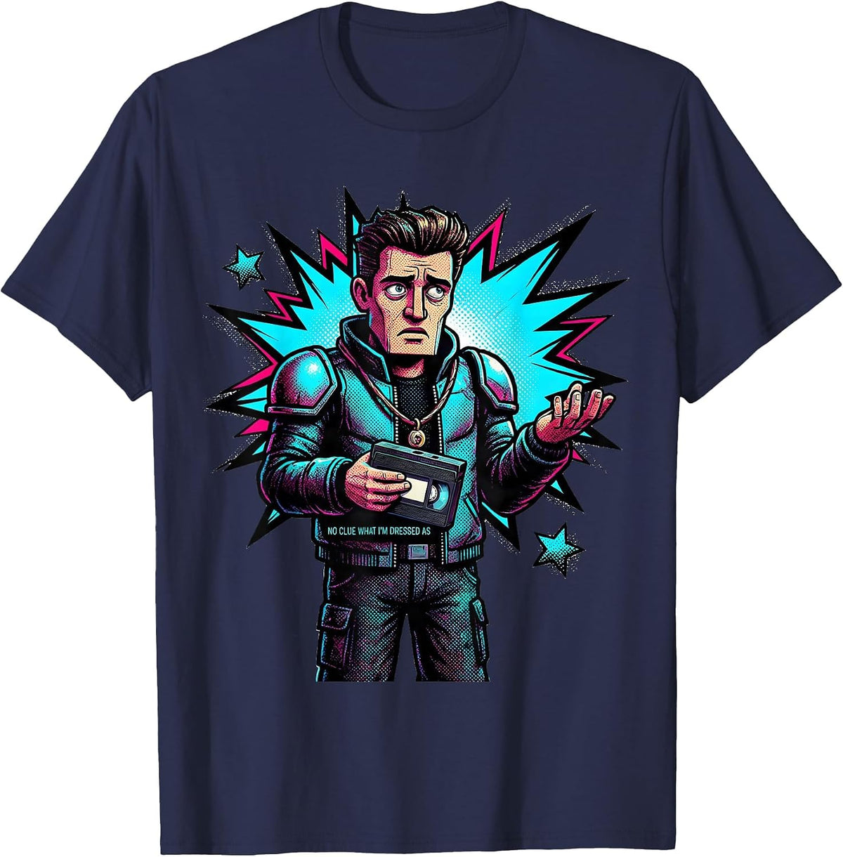 No Clue What I'm Dressed As Funny 80s Party Throwback T-Shirt - Navy Blue