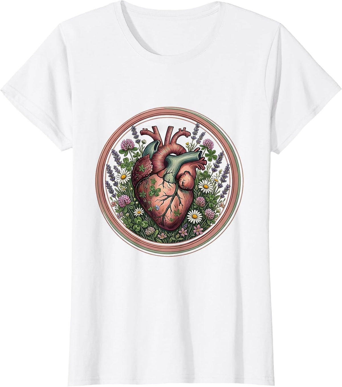 Women's Suicide Prevention Heart Wildflowers Illustration T-Shirt - White