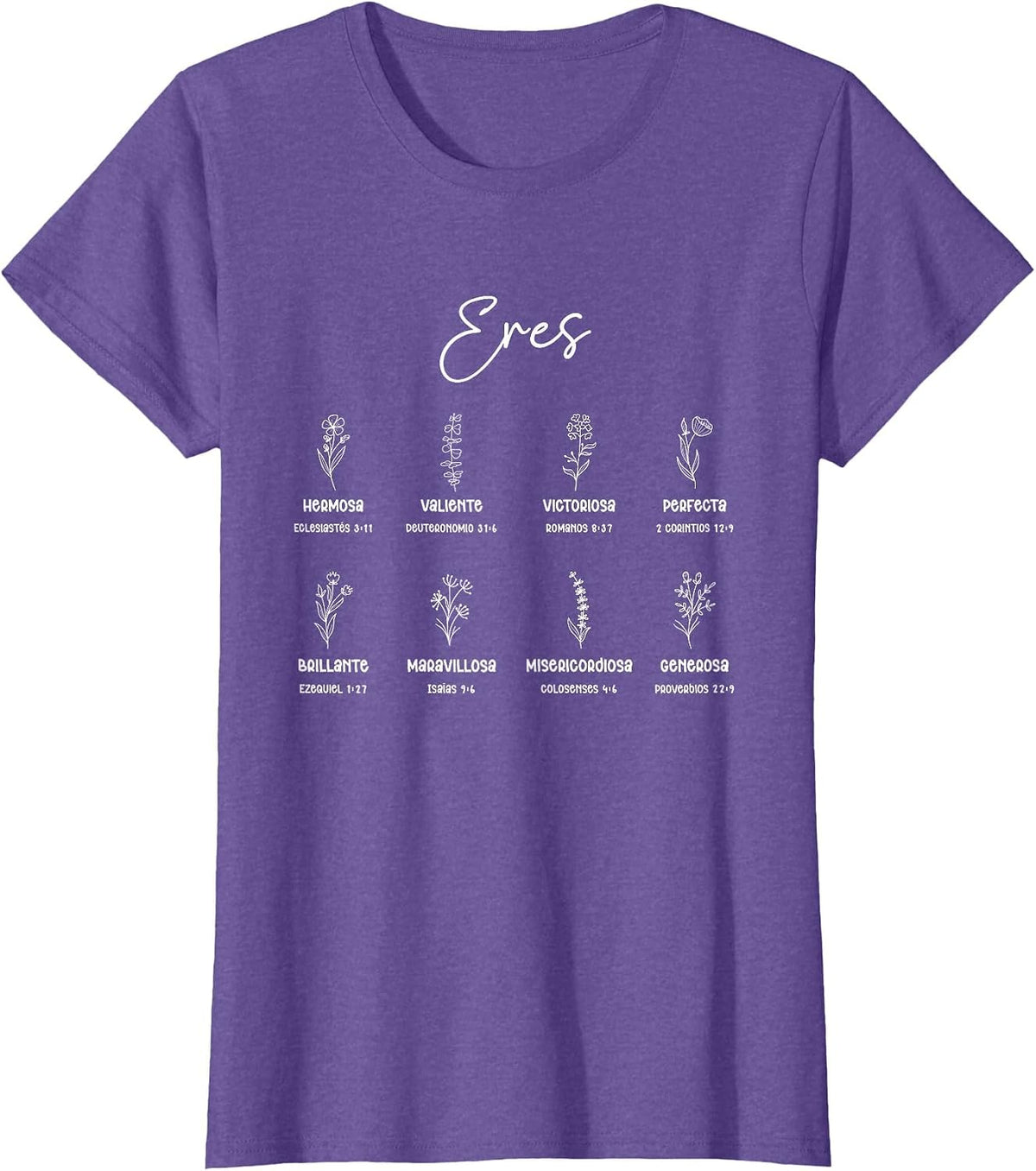 ERES Versículos Bíblicos Cute Christian Women Spanish T-Shirt - Purple Heather