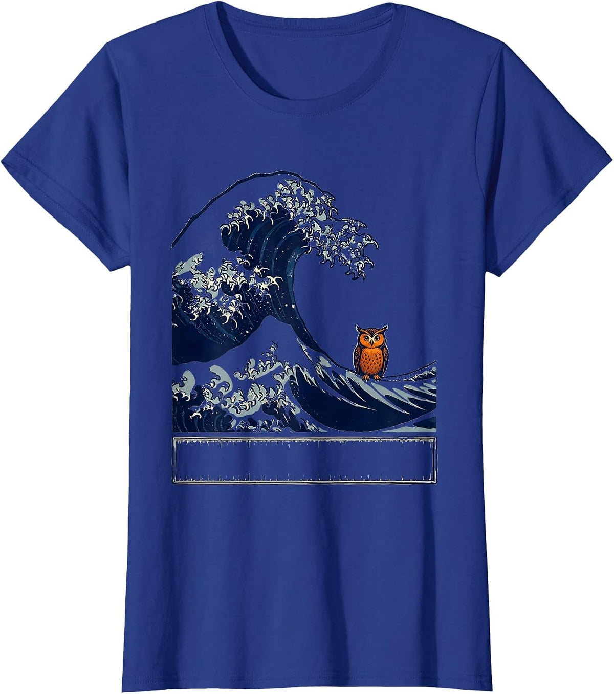 Women's Wave Owl Animal Parody Japanese Art Graphic T-Shirt - Royal Blue