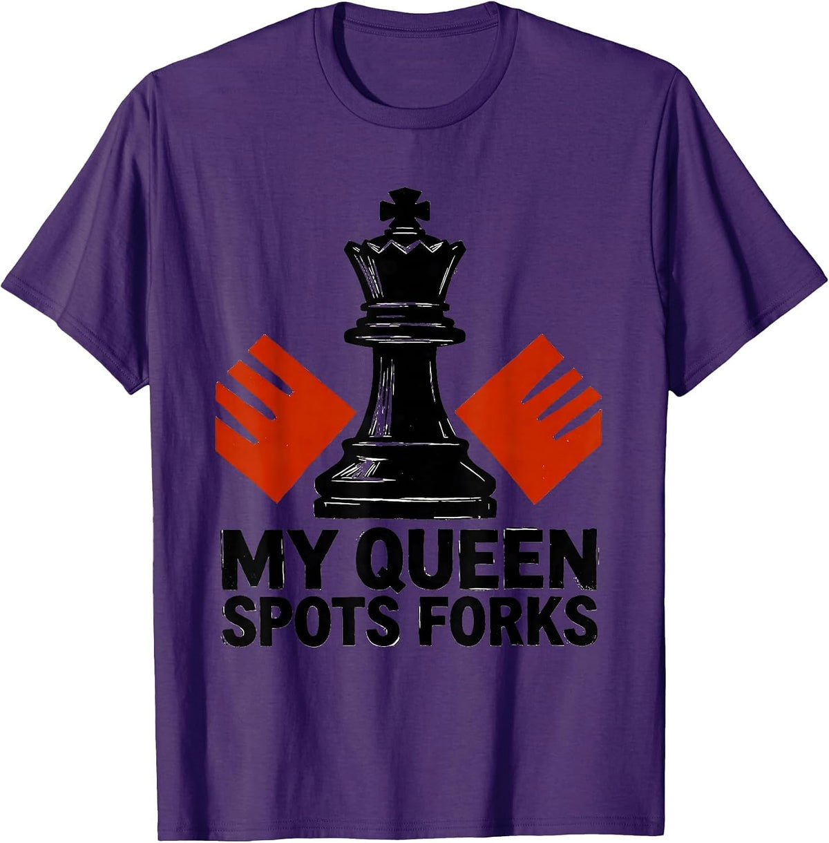 My Queen Spots Forks Funny Chess Player Gift Chess Lover T-Shirt - Purple