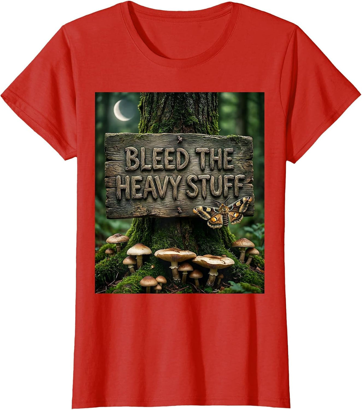 Bleed the Heavy Stuff Metal Band Graphic Design T-Shirt - Red
