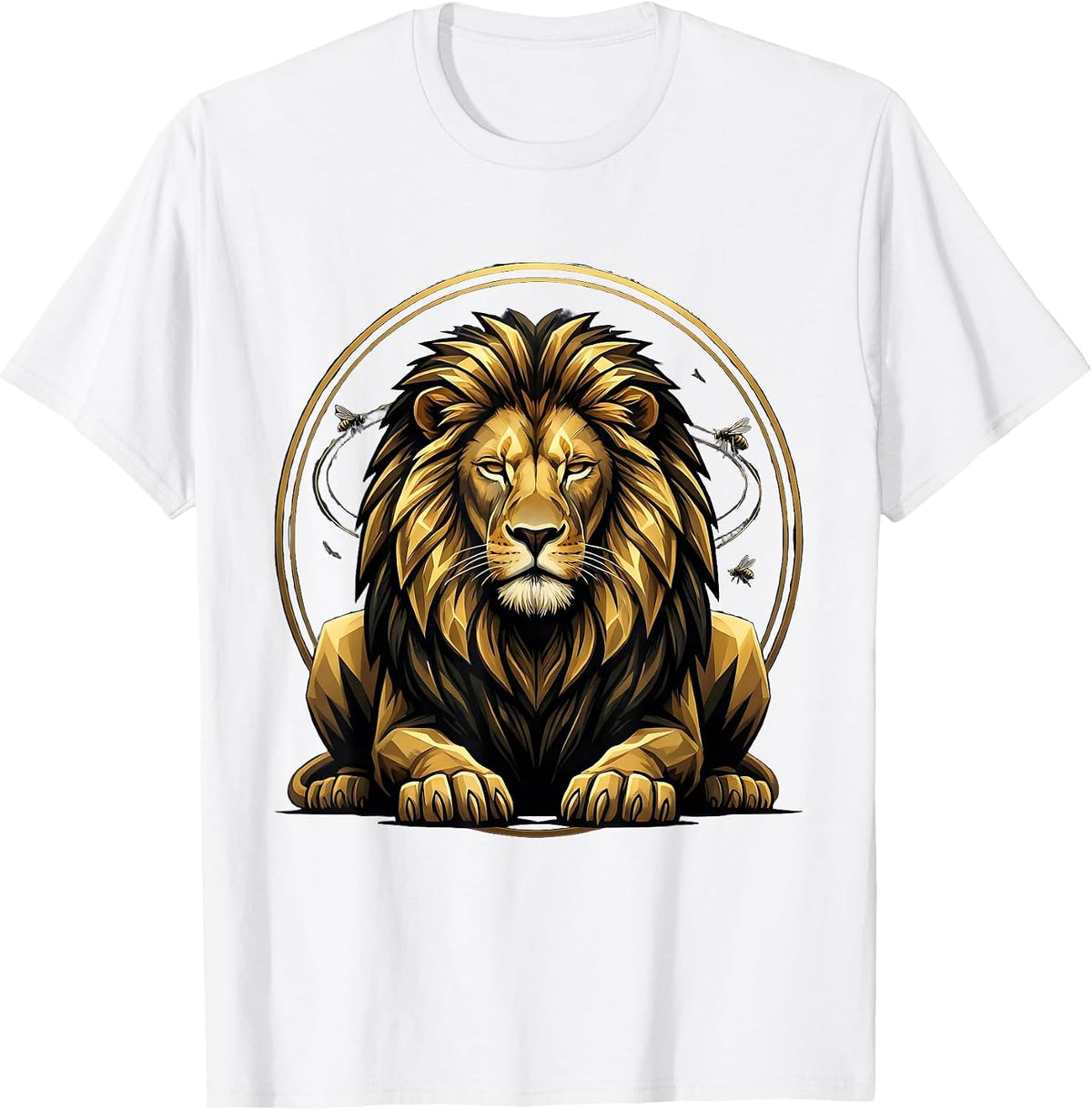 Men's Unbothered Sleeping Lion Ignoring Flies Graphic T-Shirt - White