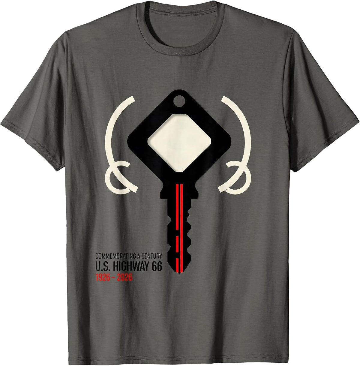 Men's Commemorating A Century — U.S. Highway 66 — 1926-2026 T-Shirt - Asphalt Grey