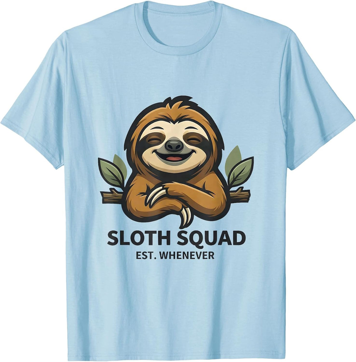 Men's Sloth Squad Est. Whenever Funny Sloth Lover Gift T-Shirt - Baby Blue
