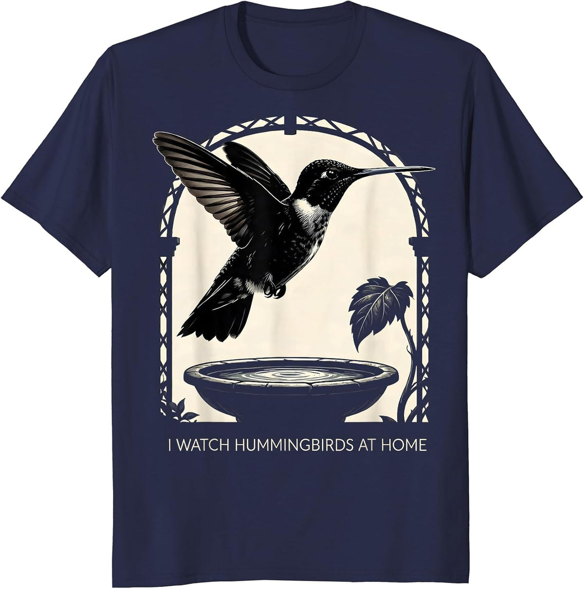 Men's I Watch Hummingbirds At Home Bird Lover Hummingbird Watcher T-Shirt - Navy Blue