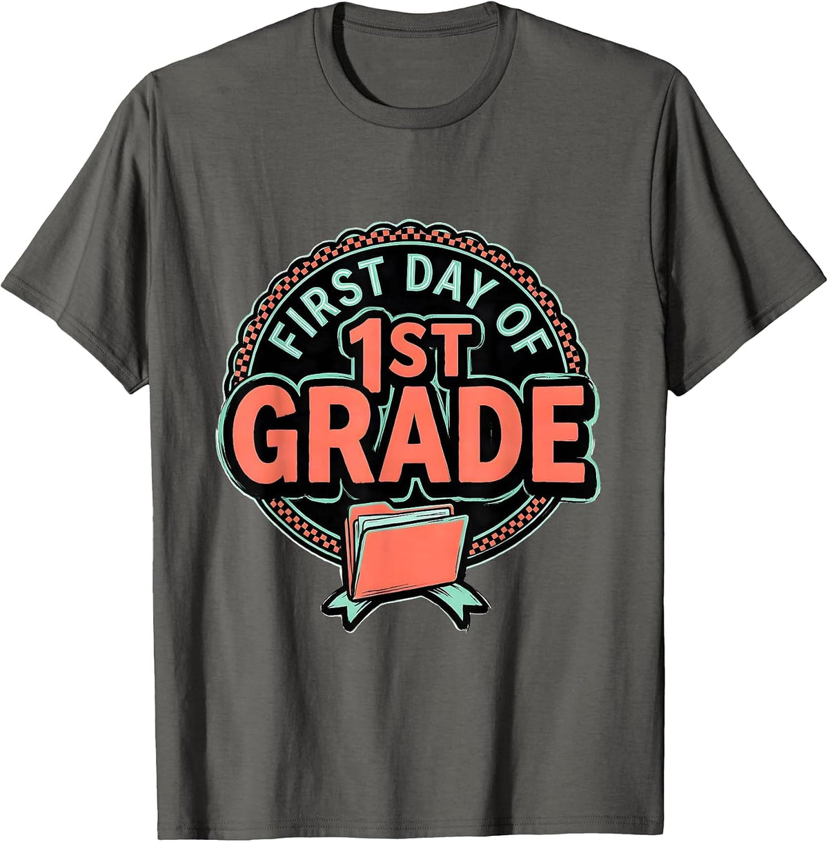 Men's First Day Of 1st Grade Cute Girly Back To School Teacher T-Shirt - Asphalt Grey