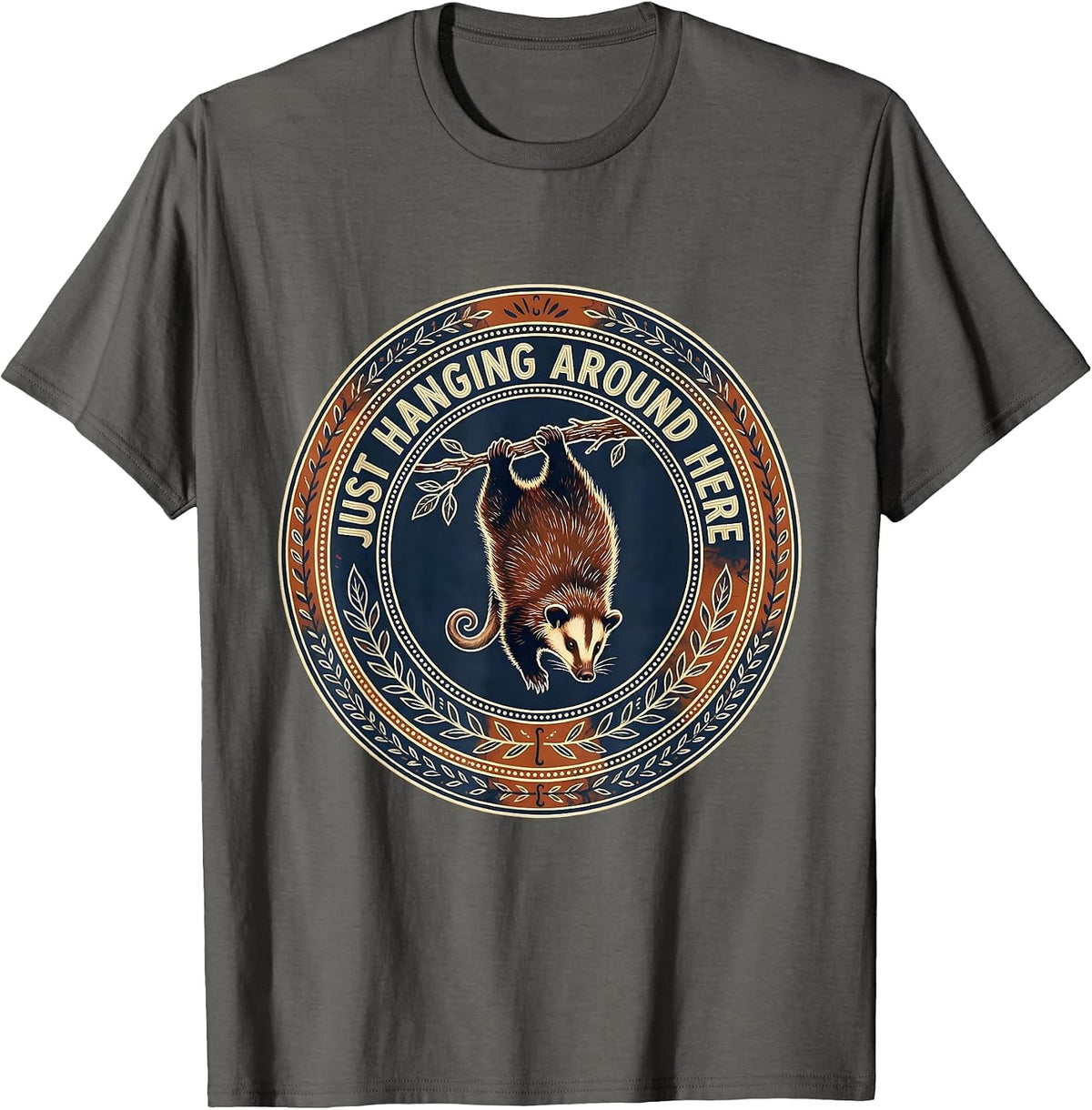 Just Hanging Around Funny Opossum Design T-Shirt - Asphalt Grey