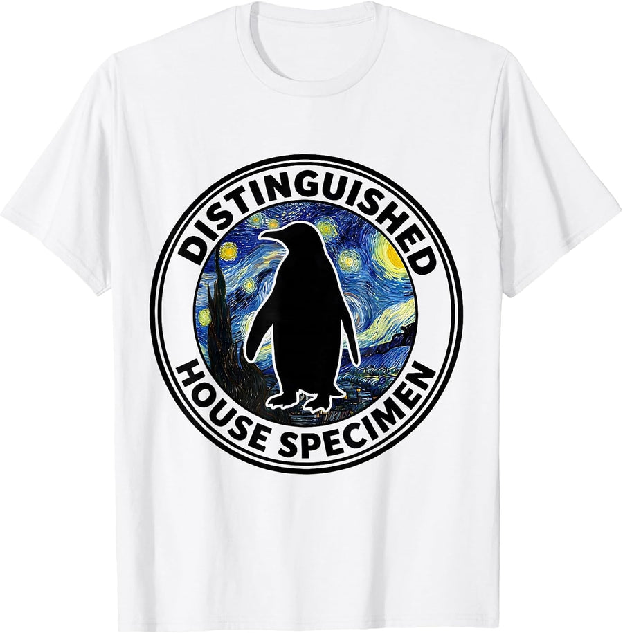 Men's Distinguished House Specimen Silhouette Funny Van Gogh Art T-Shirt - White