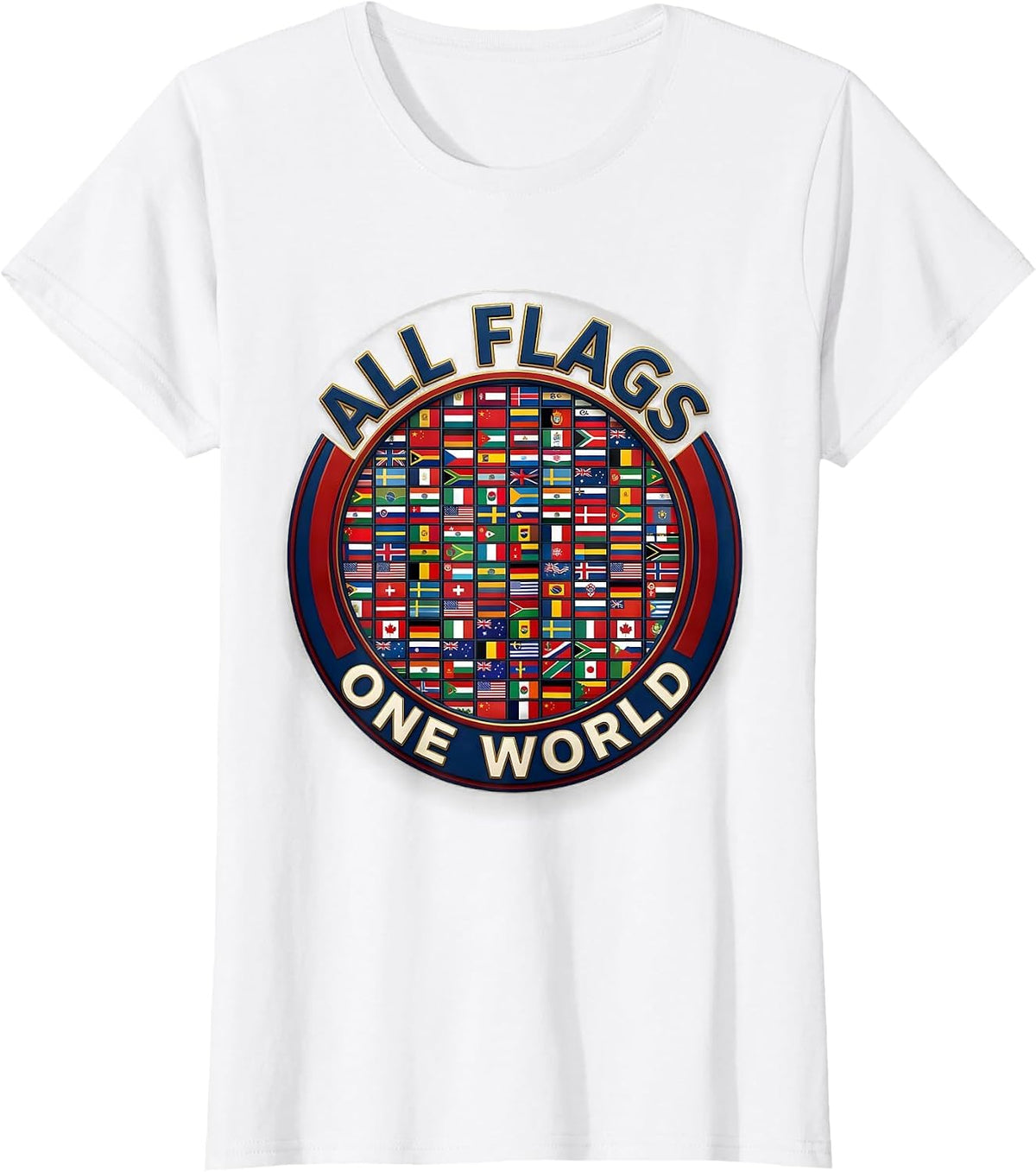 All Flags One World Travel Geography Enthusiast T-Shirt - White