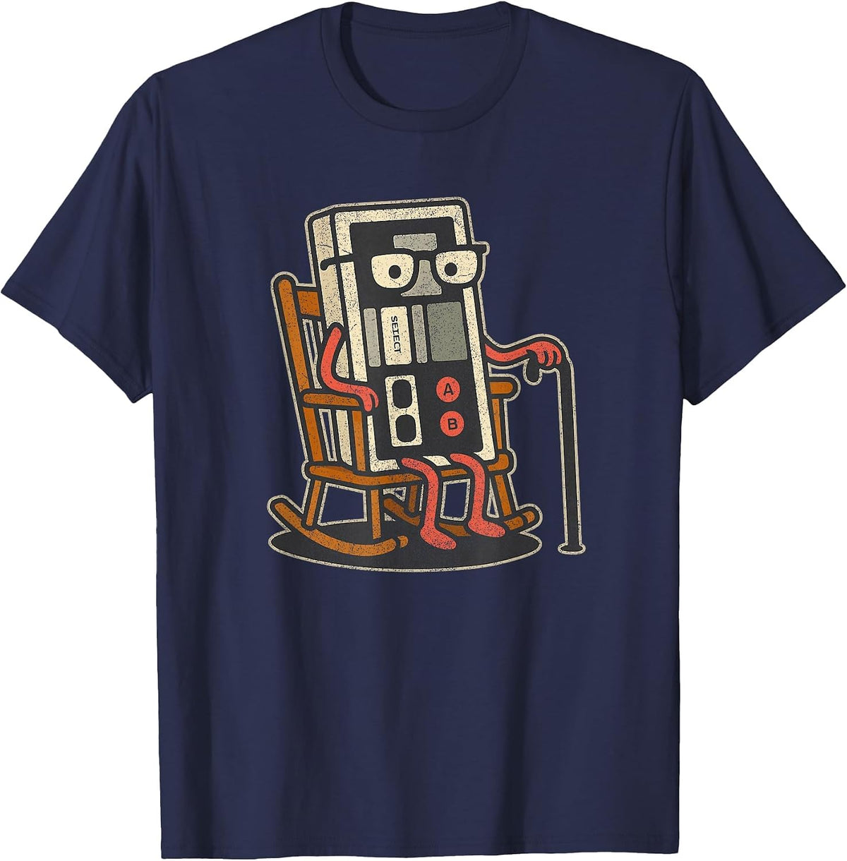 Funny Vintage Old Gamer Retro Video Game Old Gamer T-Shirt - Navy Blue