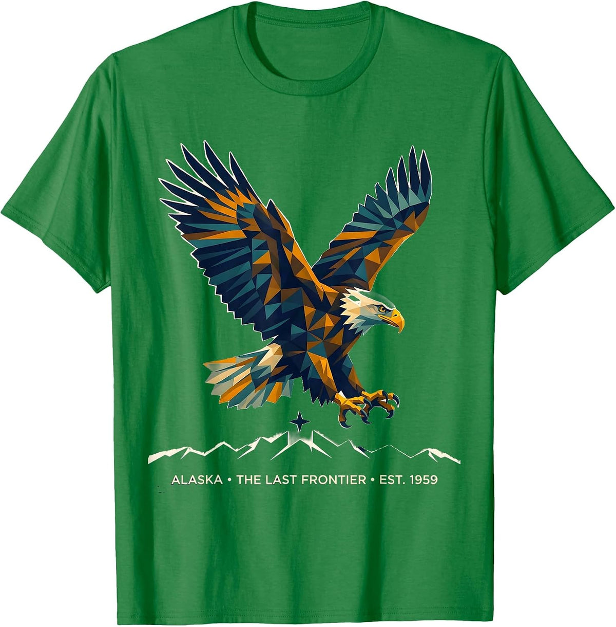 Men's Alaska The Last Frontier Est. 1959 Geometric Eagle Souvenir T-Shirt - Kelly Green