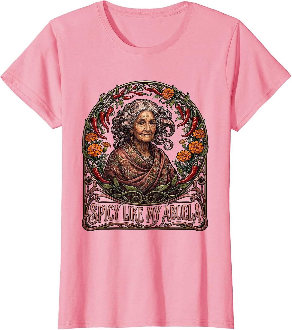 Women's Spicy Like My Abuela Mexican Heritage Design T-Shirt - Pink